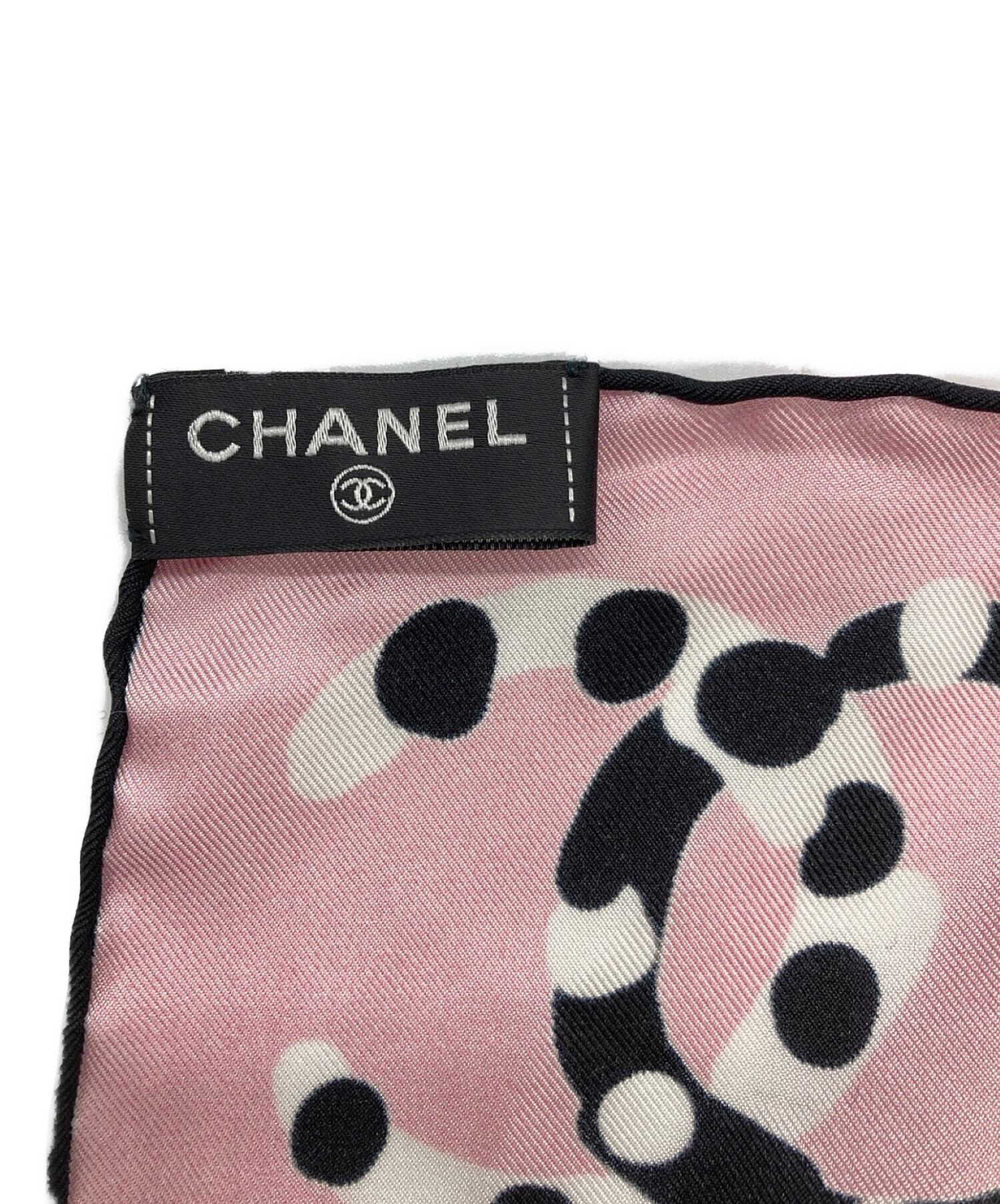 CHANEL シャネル スカーフ シルク ドット柄 ピンク タグありけろほーむ 