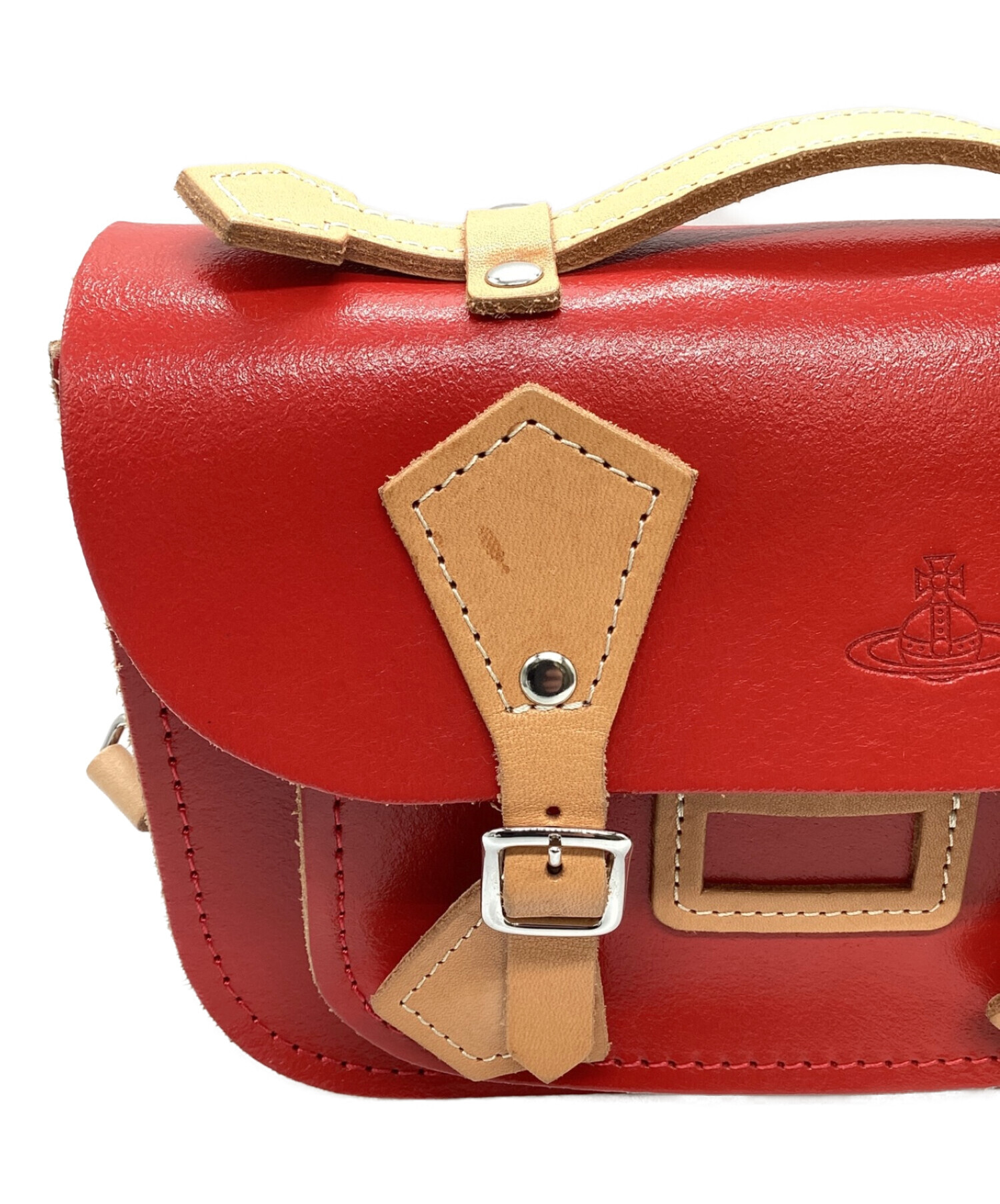 Vivienne Westwood (ヴィヴィアンウエストウッド) ハードレザー横型ショルダーバッグ レッド