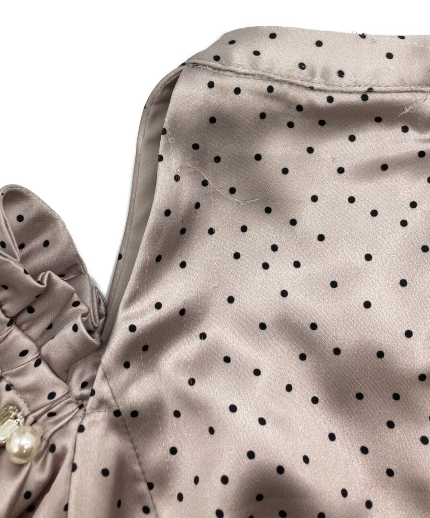 HER LIP TO (ハーリップトゥ) Date Night Polka-Dot Dress/ドットドレス ベージュ サイズ:S