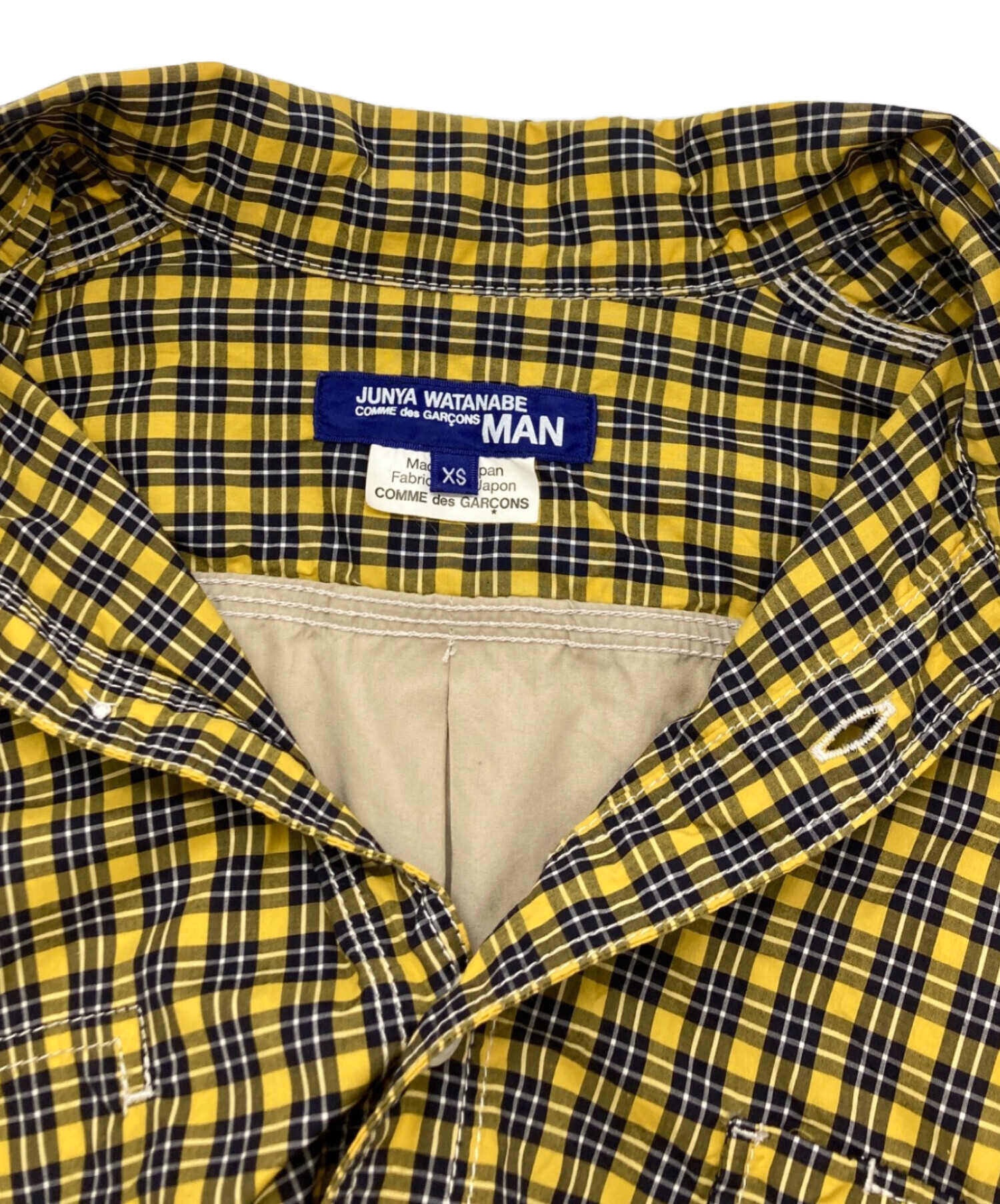 中古・古着通販】COMME des GARCONS JUNYA WATANABE MAN (コム デ ギャルソン ジュンヤ ワタナベ マン) 切替 チェックシャツ イエロー サイズ:SIZE XS｜ブランド・古着通販 トレファク公式【TREFAC FASHION】スマホサイト