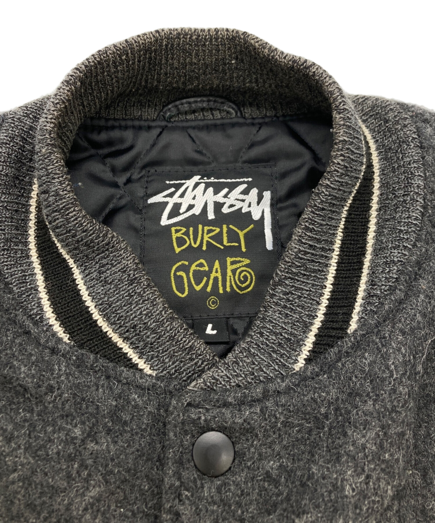 中古・古着通販】stussy (ステューシー) レザー切替バーシティジャケット グレー サイズ:SIZE L｜ブランド・古着通販  トレファク公式【TREFAC FASHION】スマホサイト