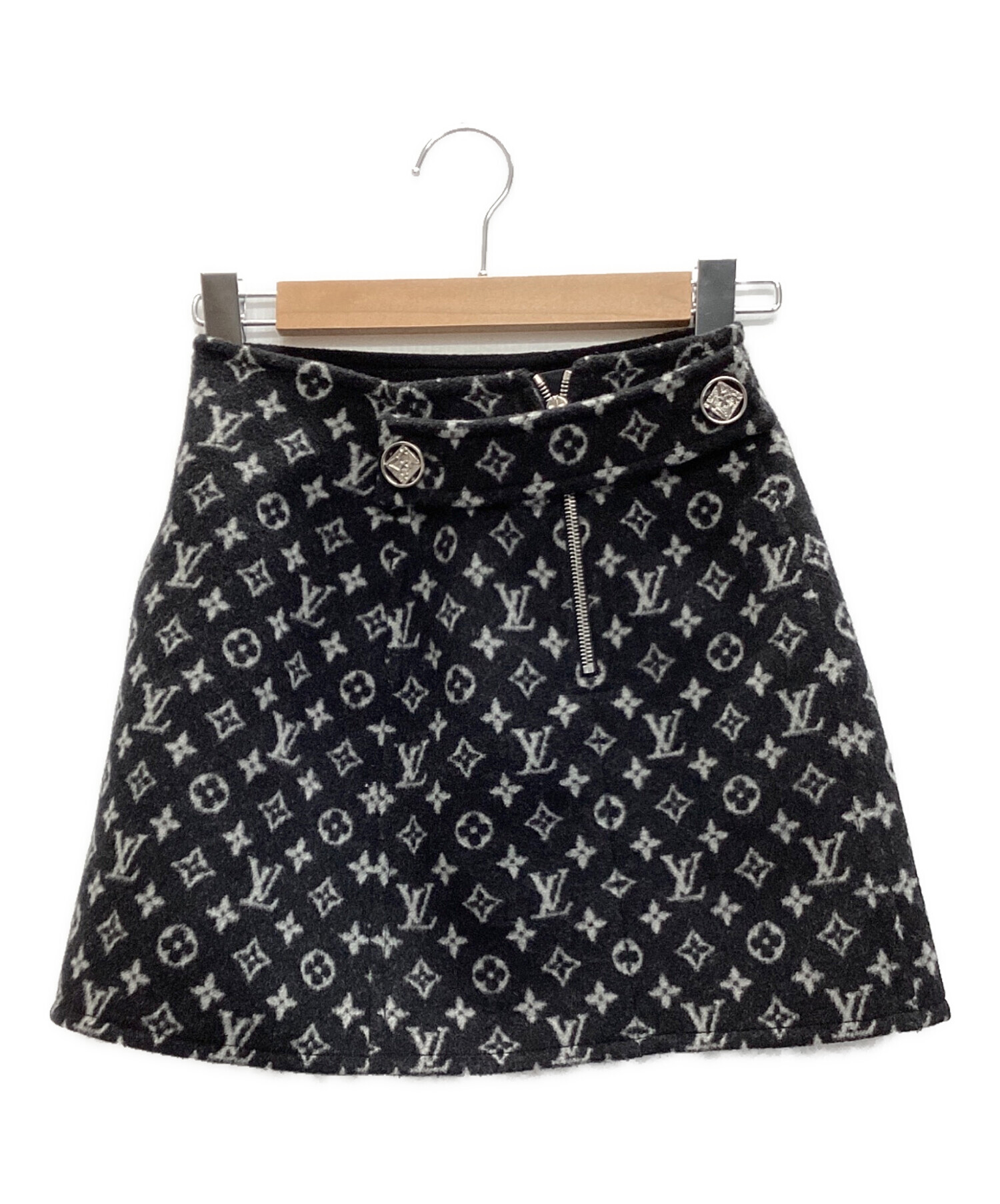 LOUIS VUITTON (ルイ ヴィトン) モノグラム マルタンガール ウールスカート ブラック サイズ:SIZE 34