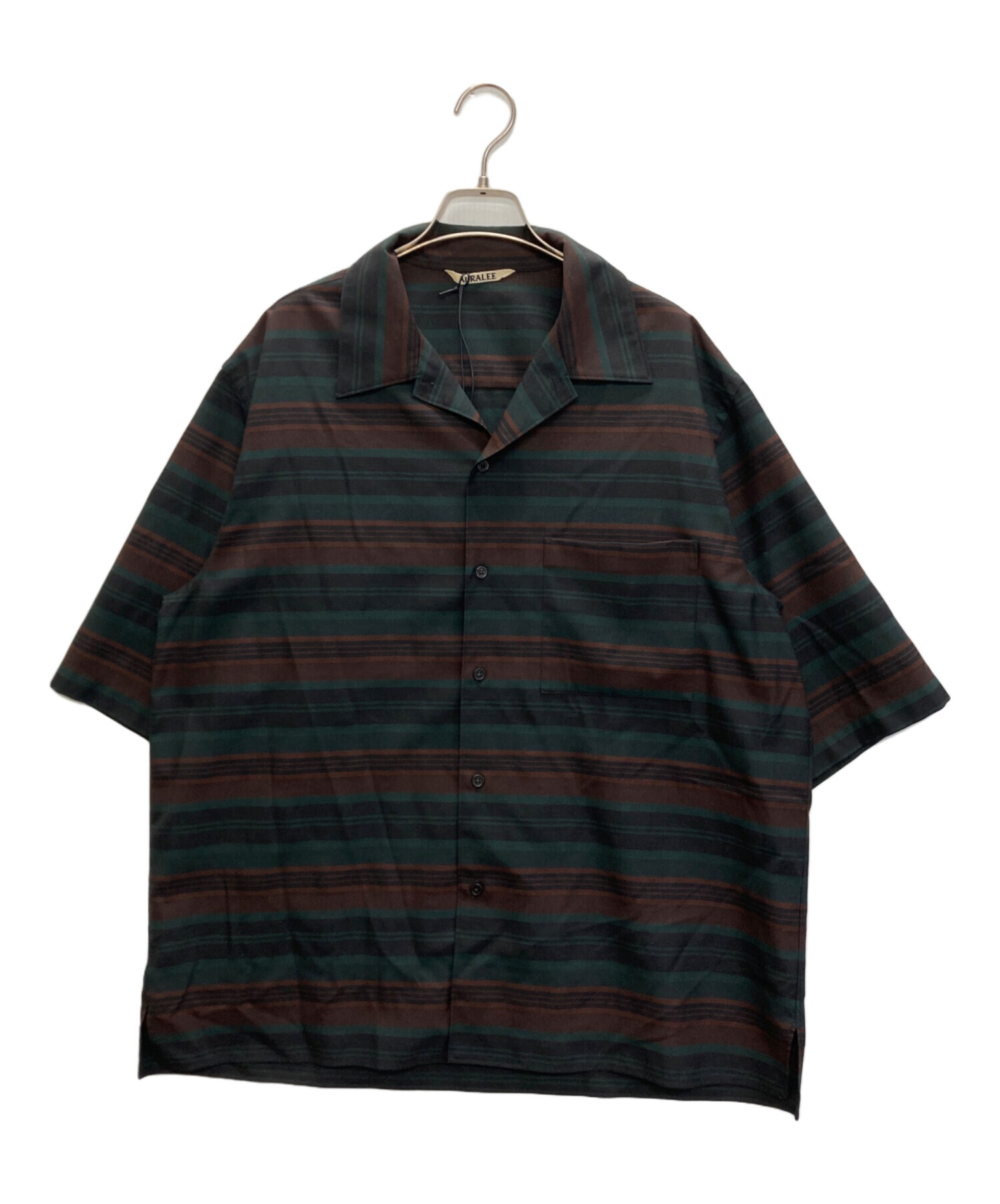 中古・古着通販】AURALEE (オーラリー) WOOL POLYESTER BORDER HALF SLEEVED SHIRTS グリーン×ブラウン  サイズ:SIZE 5｜ブランド・古着通販 トレファク公式【TREFAC FASHION】スマホサイト