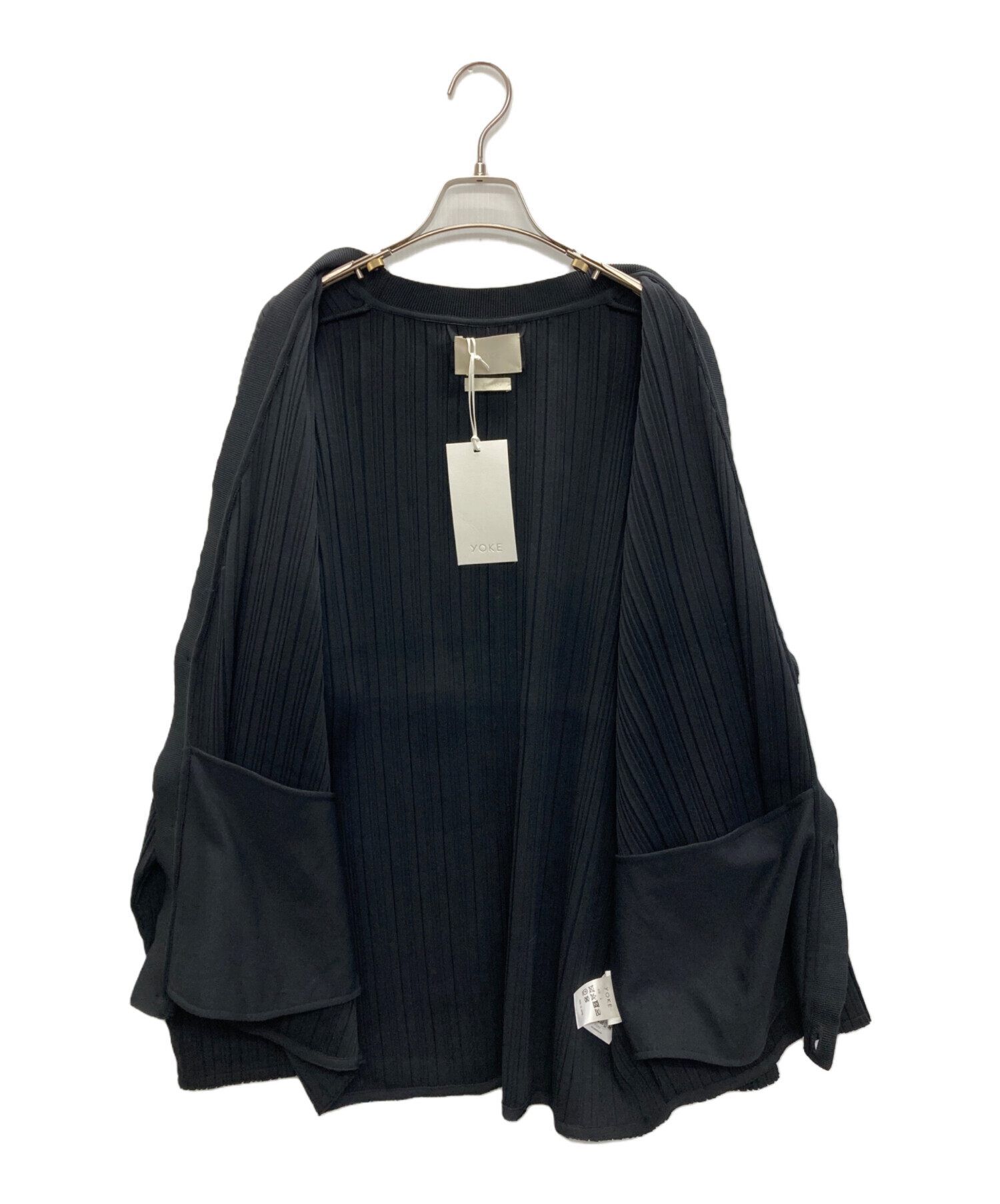 YOKE (ヨーク) PLEATED KNIT CARDIGAN ブラック サイズ:SIZE 3