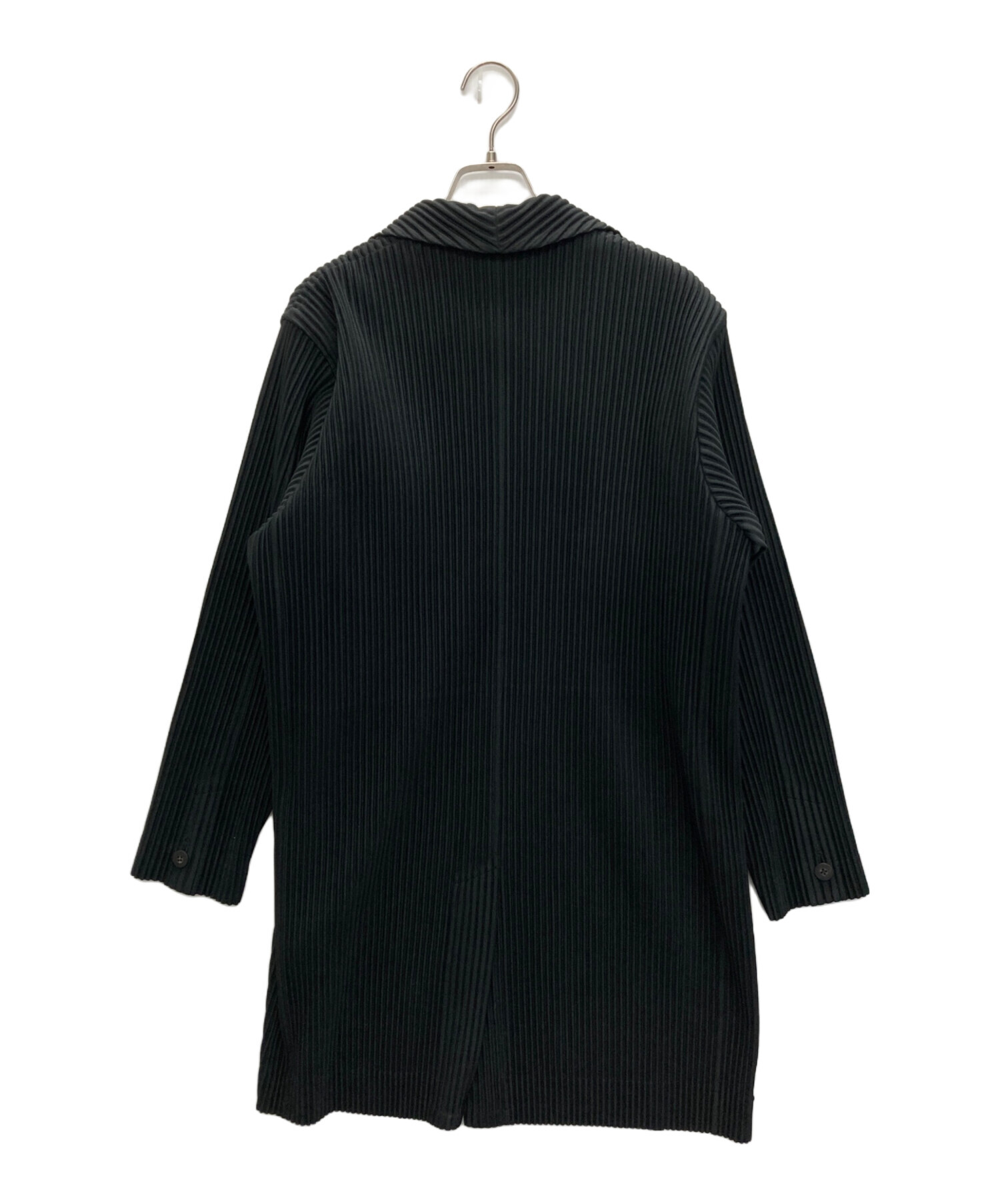 HOMME PLISSE ISSEY MIYAKE (オムプリッセ イッセイ ミヤケ) プリーツチェスターコート ブラック サイズ:SIZE 1