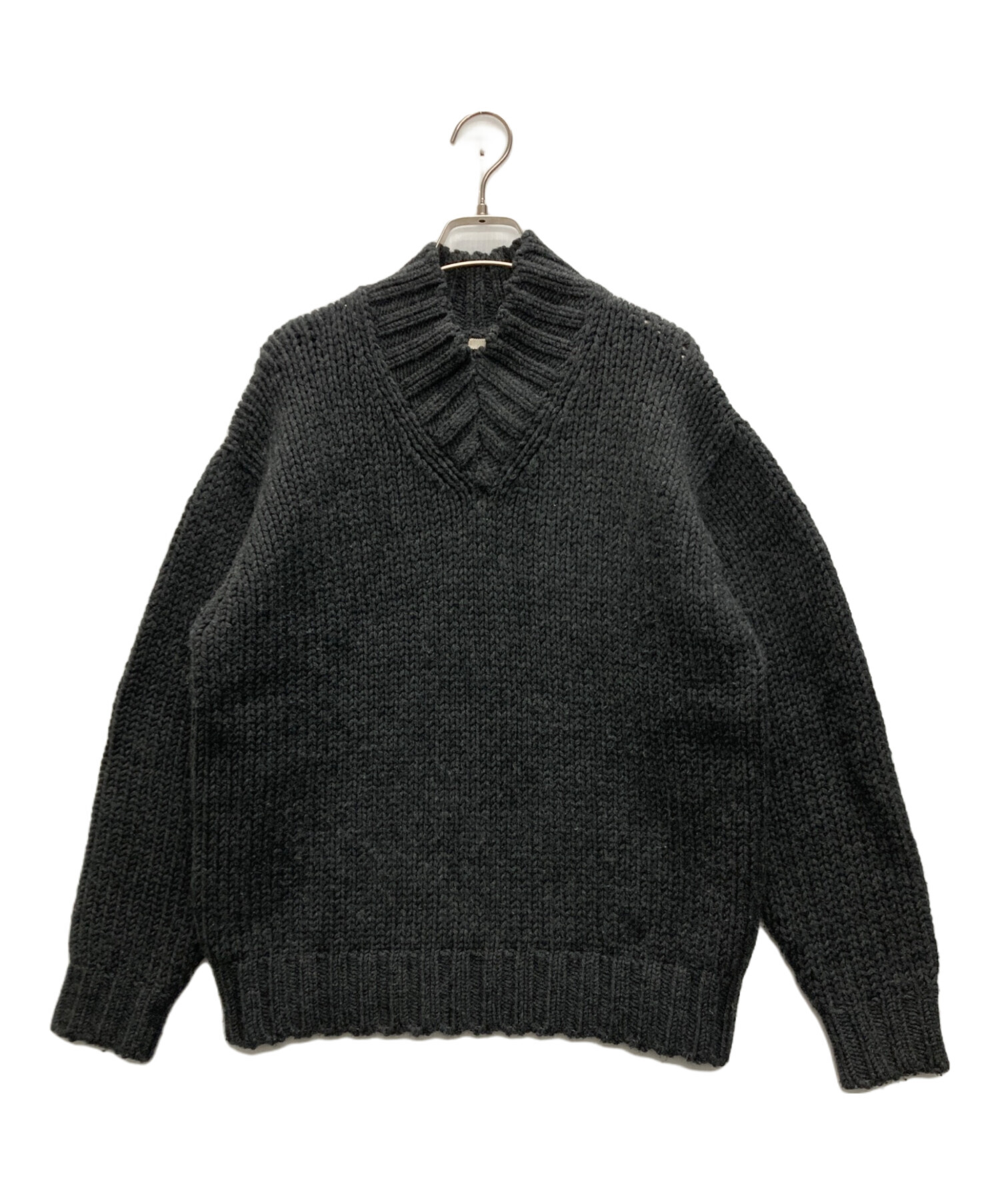 AURALEE (オーラリー) SUPER FINE WOOL AIRY KNIT V-NECK P/O グレー サイズ:SIZE 0