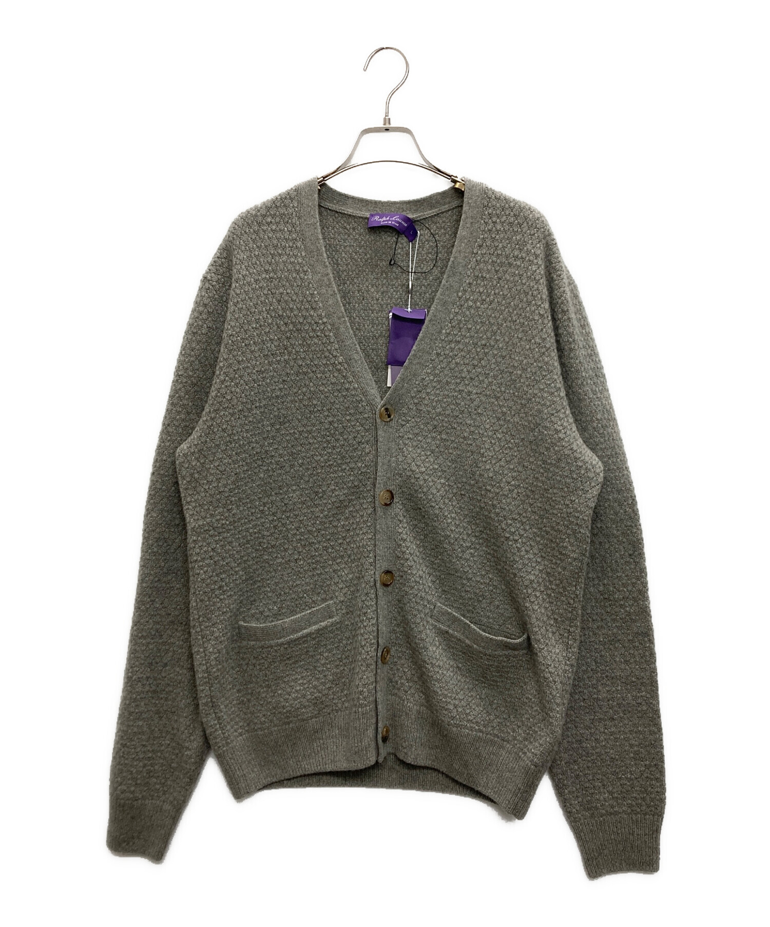 中古・古着通販】RALPH LAUREN Purple Label (ラルフ ローレン パープル レーベル) カシミヤVネックニットカーディガン  グレー サイズ:SIZE L｜ブランド・古着通販 トレファク公式【TREFAC FASHION】スマホサイト