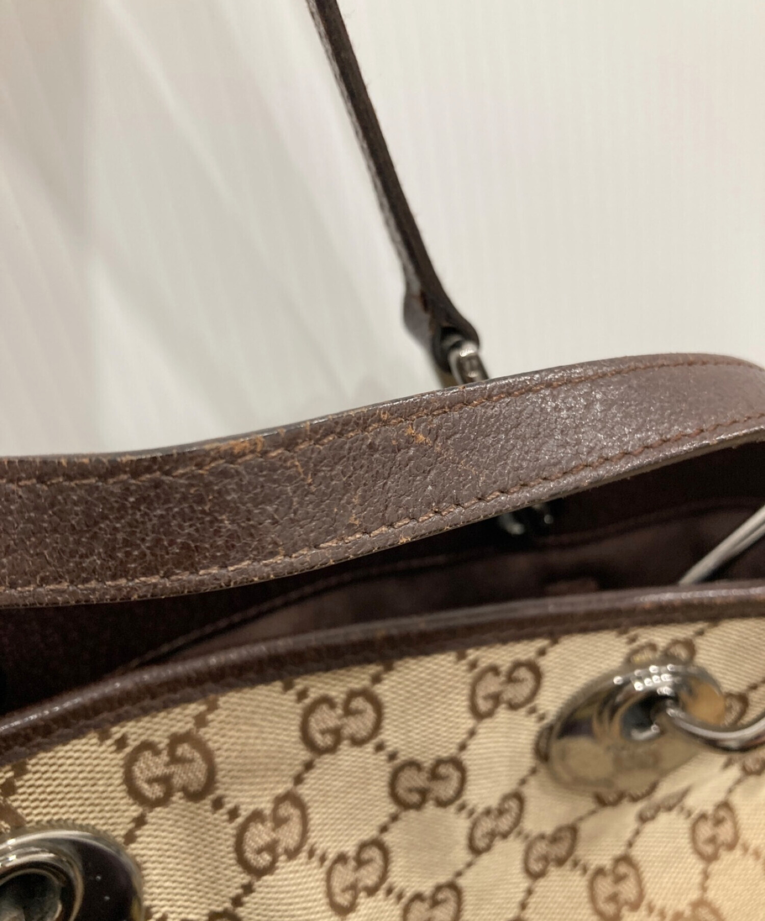 中古・古着通販】GUCCI (グッチ) GGキャンバス レザーハンドル ミニ