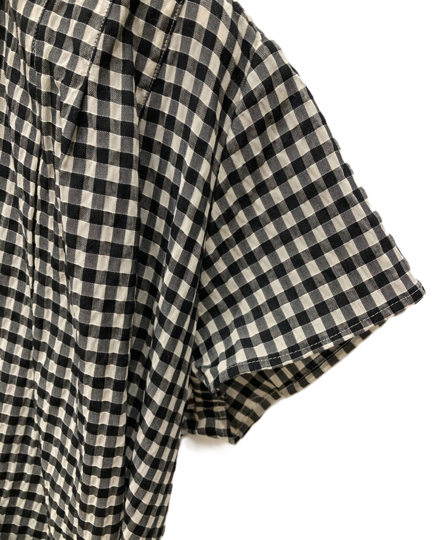 Ron Herman (ロンハーマン) Checkered Seersucker Lap Dress チェック シアサッカー ラップドレス  ブラック×ホワイト サイズ:XS