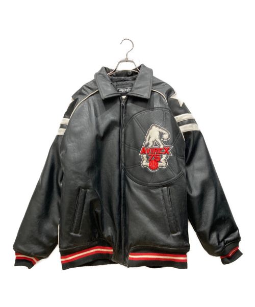 【中古・古着通販】AVIREX (アヴィレックス) 90s フェイクレザーヴァーシティジャケット BASKETBALL ブラック  サイズ:XL｜ブランド・古着通販 トレファク公式【TREFAC FASHION】スマホサイト