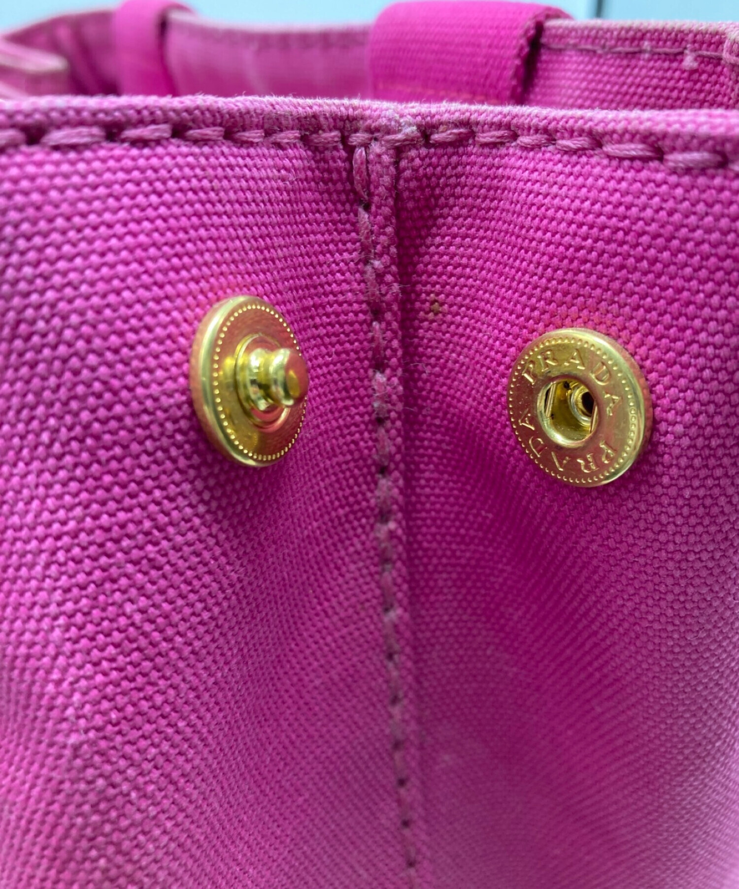 PRADA (プラダ) カナパSハンドバッグ キャンバス ロゴ プリント ピンク