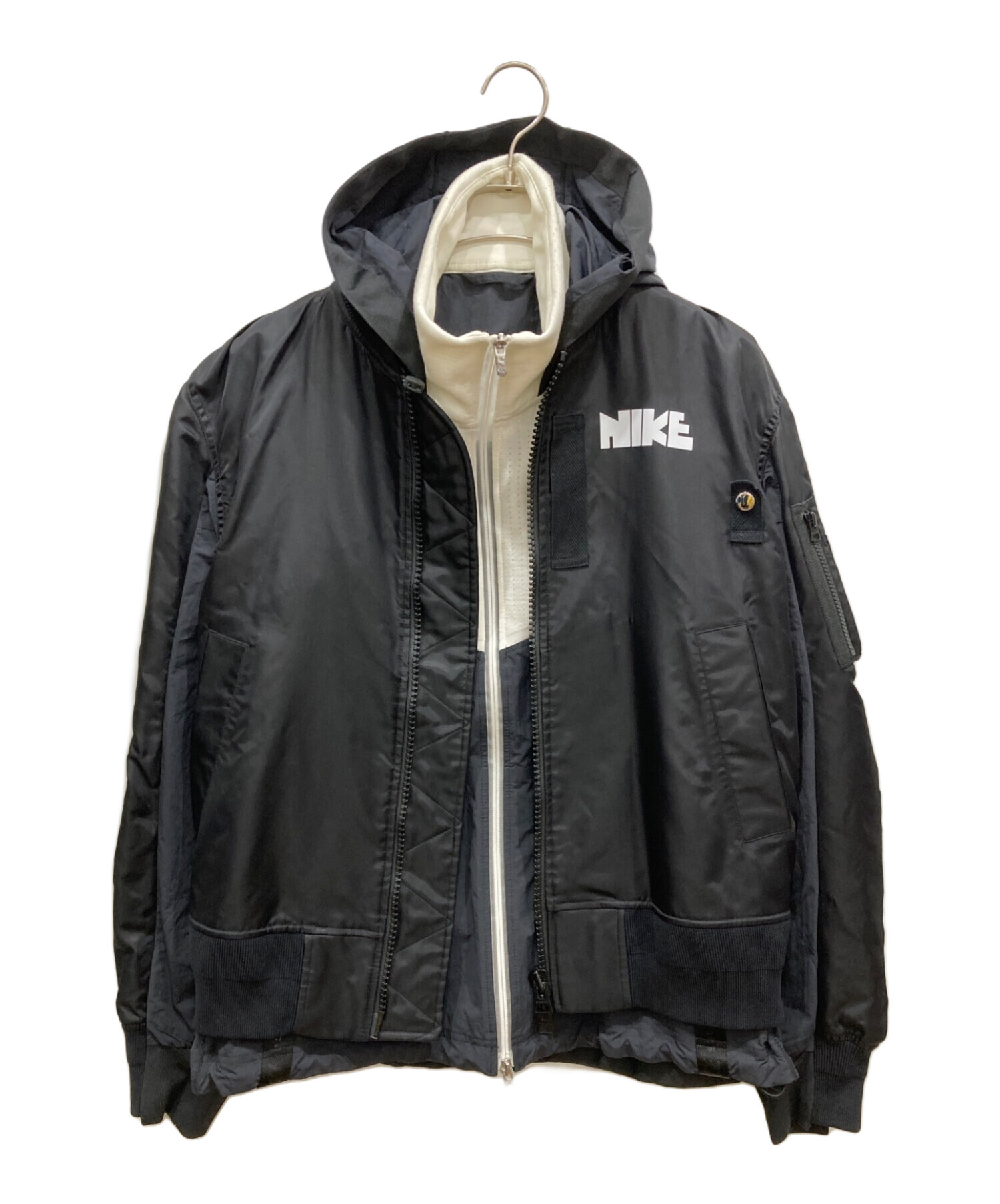 NIKE (ナイキ) sacai (サカイ) NRG LAYERED JKT レイヤード ボンバー ジャケット ブラック サイズ:S