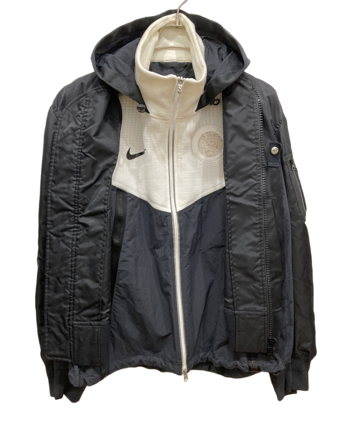 NIKE (ナイキ) sacai (サカイ) NRG LAYERED JKT レイヤード ボンバー ジャケット ブラック サイズ:S