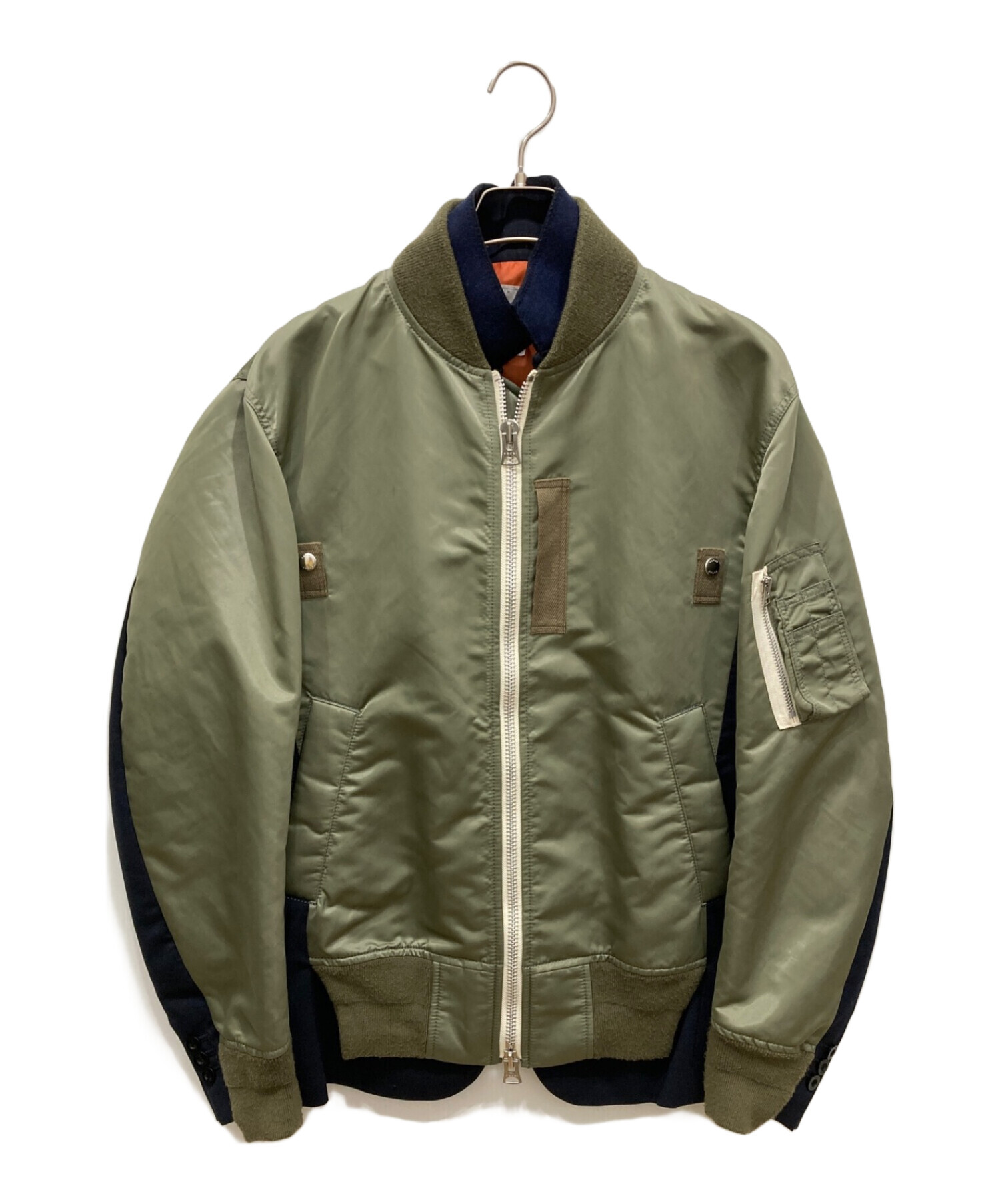 中古・古着通販】sacai (サカイ) MA-1 × Suiting blouson スイッチングブルゾン オリーブ×ネイビー  サイズ:2｜ブランド・古着通販 トレファク公式【TREFAC FASHION】スマホサイト