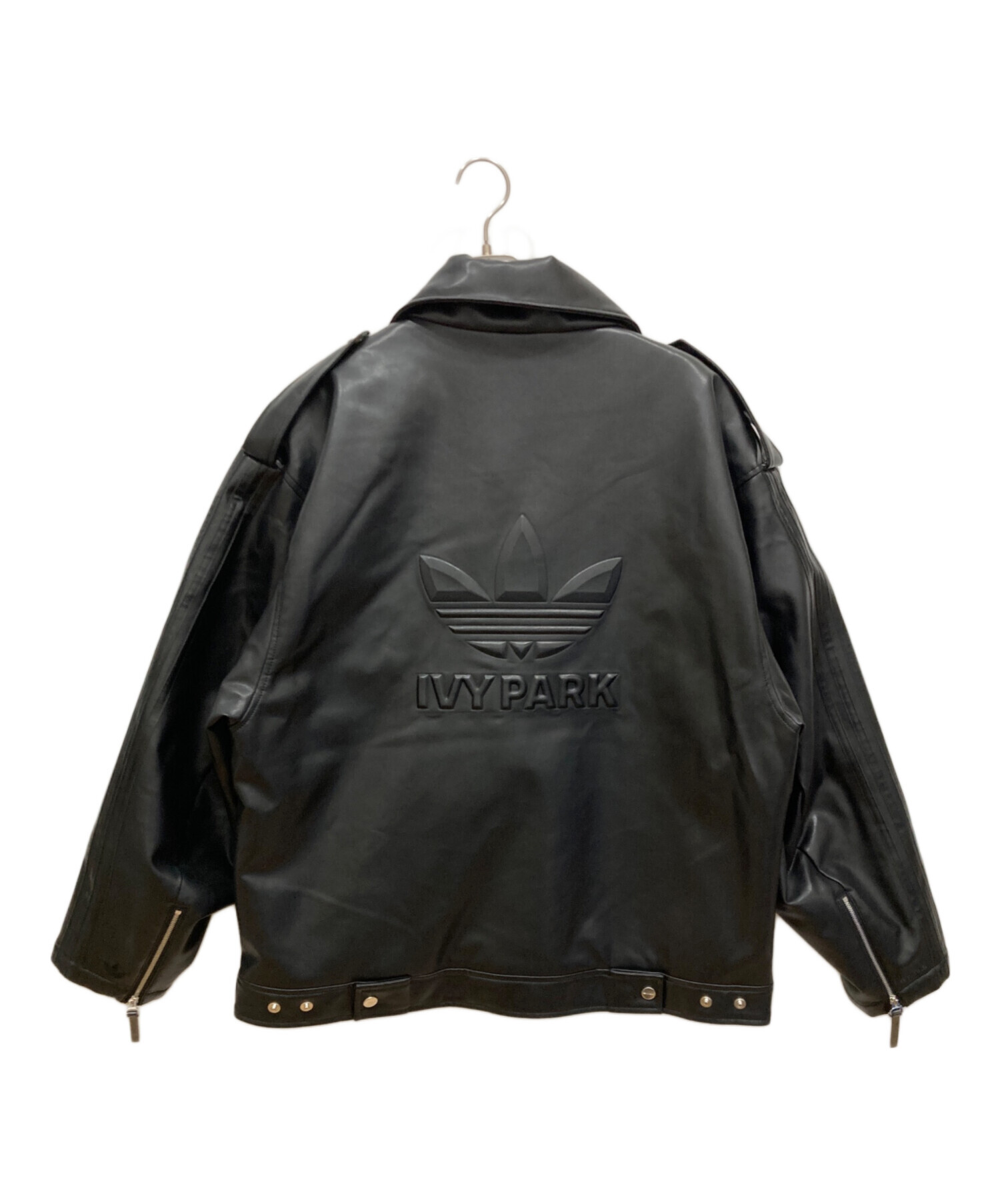 adidas (アディダス) IVP MOTO JACKET フェイクレザー ダブル ライダース ジャケット ブラック サイズ:L