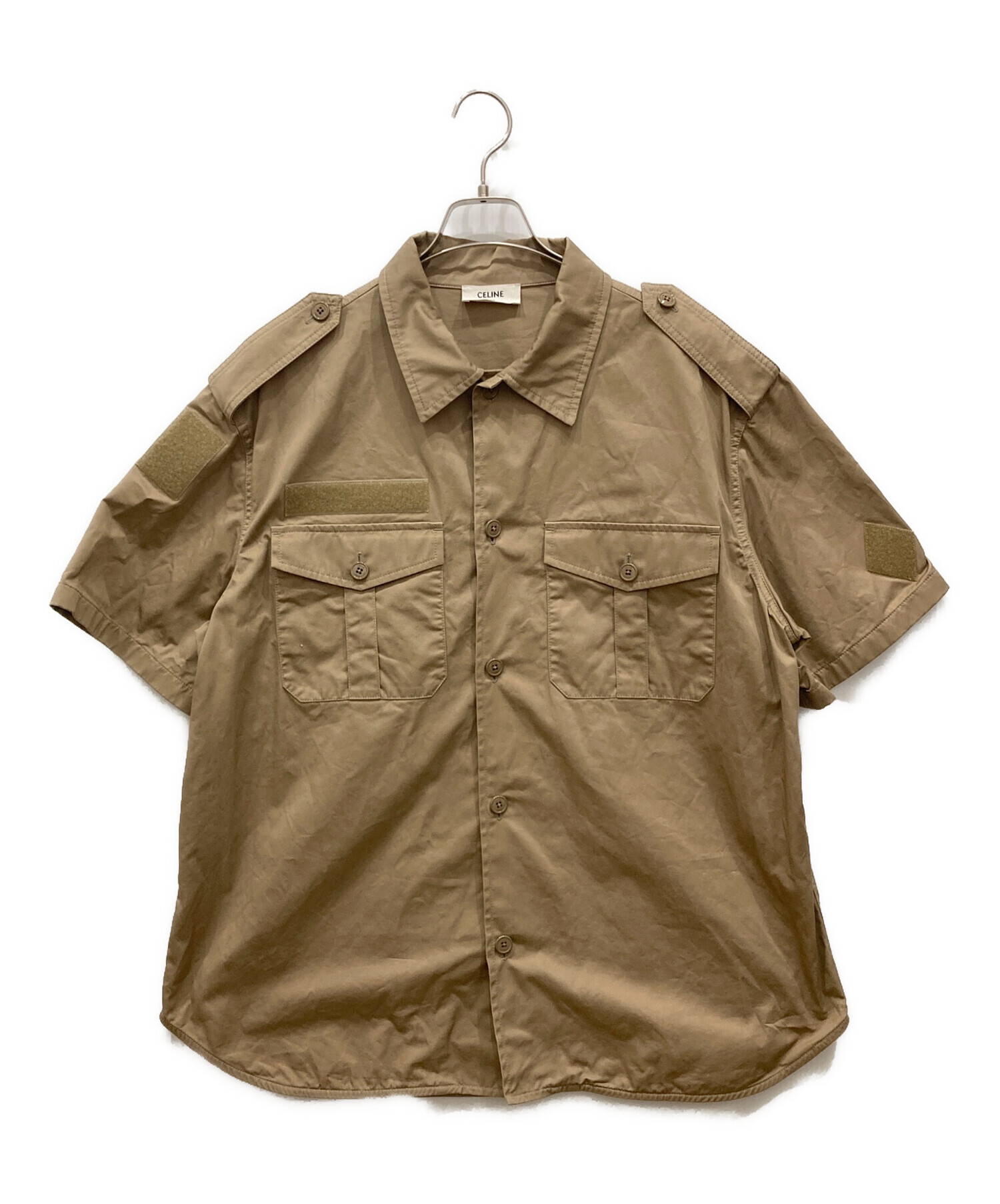 中古・古着通販】CELINE (セリーヌ) 23SS Velcro cotton linen shirt ベルクロコットンリネンシャツ サファリシャツ  ベージュ サイズ:43｜ブランド・古着通販 トレファク公式【TREFAC FASHION】スマホサイト