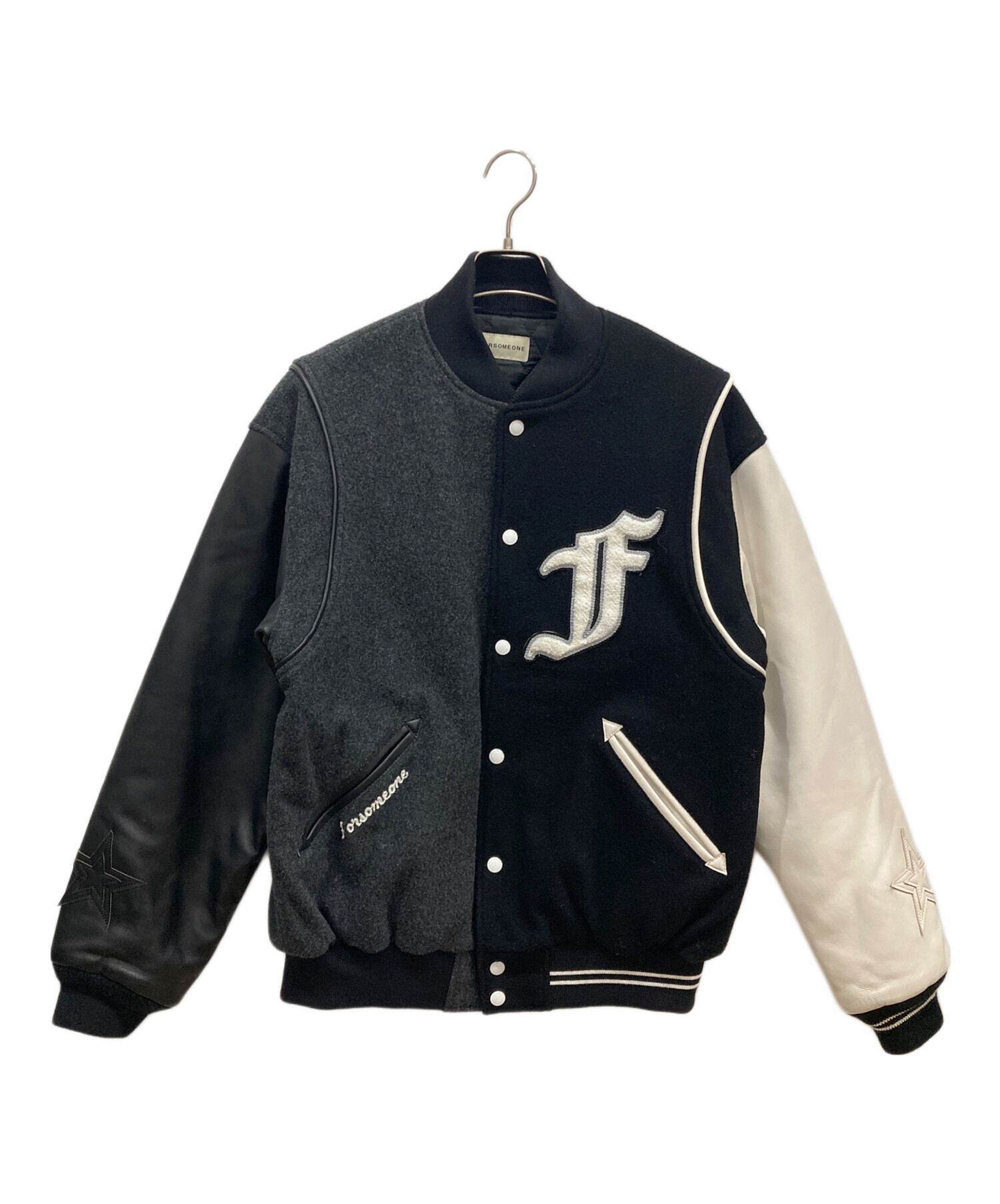 FORSOMEONE (フォーサムワン) VARSITY CLUB JACKET ブラック×グレー サイズ:48