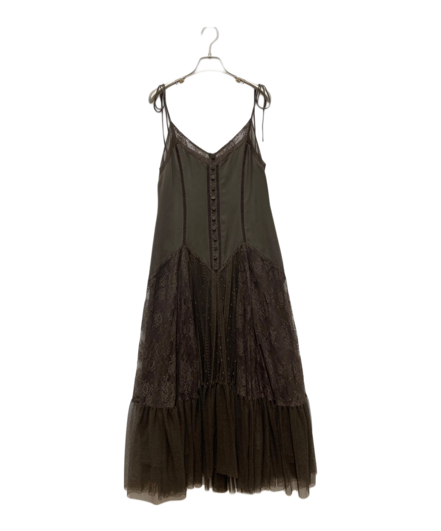 HER LIP TO (ハーリップトゥ) Lace-Trimmed Satin Cami Dress ブラウン サイズ:M