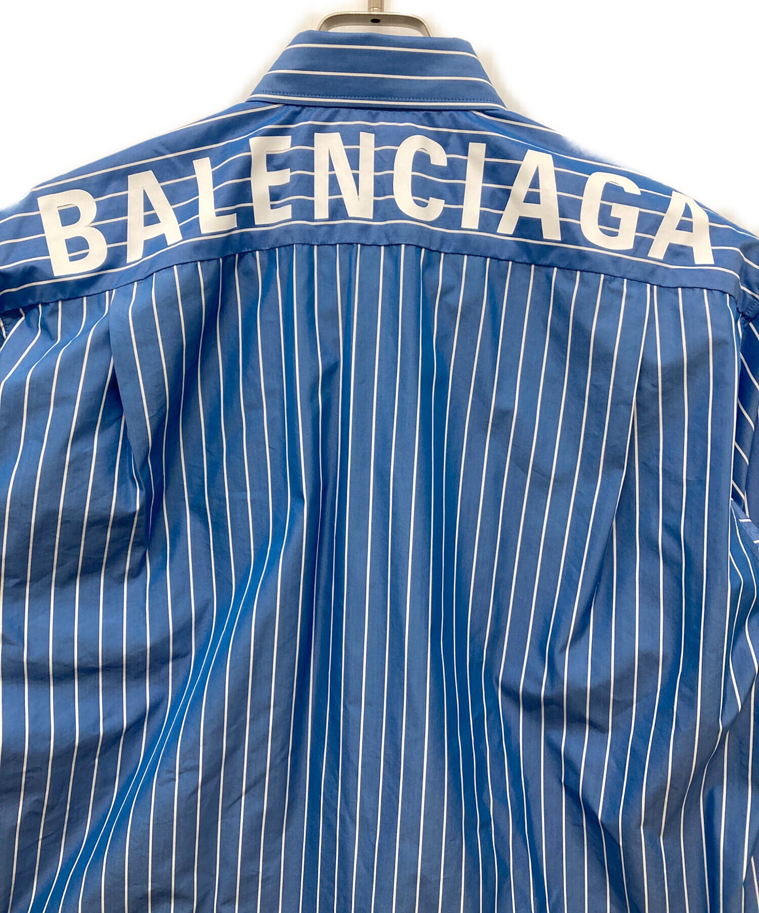 中古・古着通販】BALENCIAGA (バレンシアガ) バックロゴストライプシャツ ブルー サイズ:38｜ブランド・古着通販  トレファク公式【TREFAC FASHION】スマホサイト