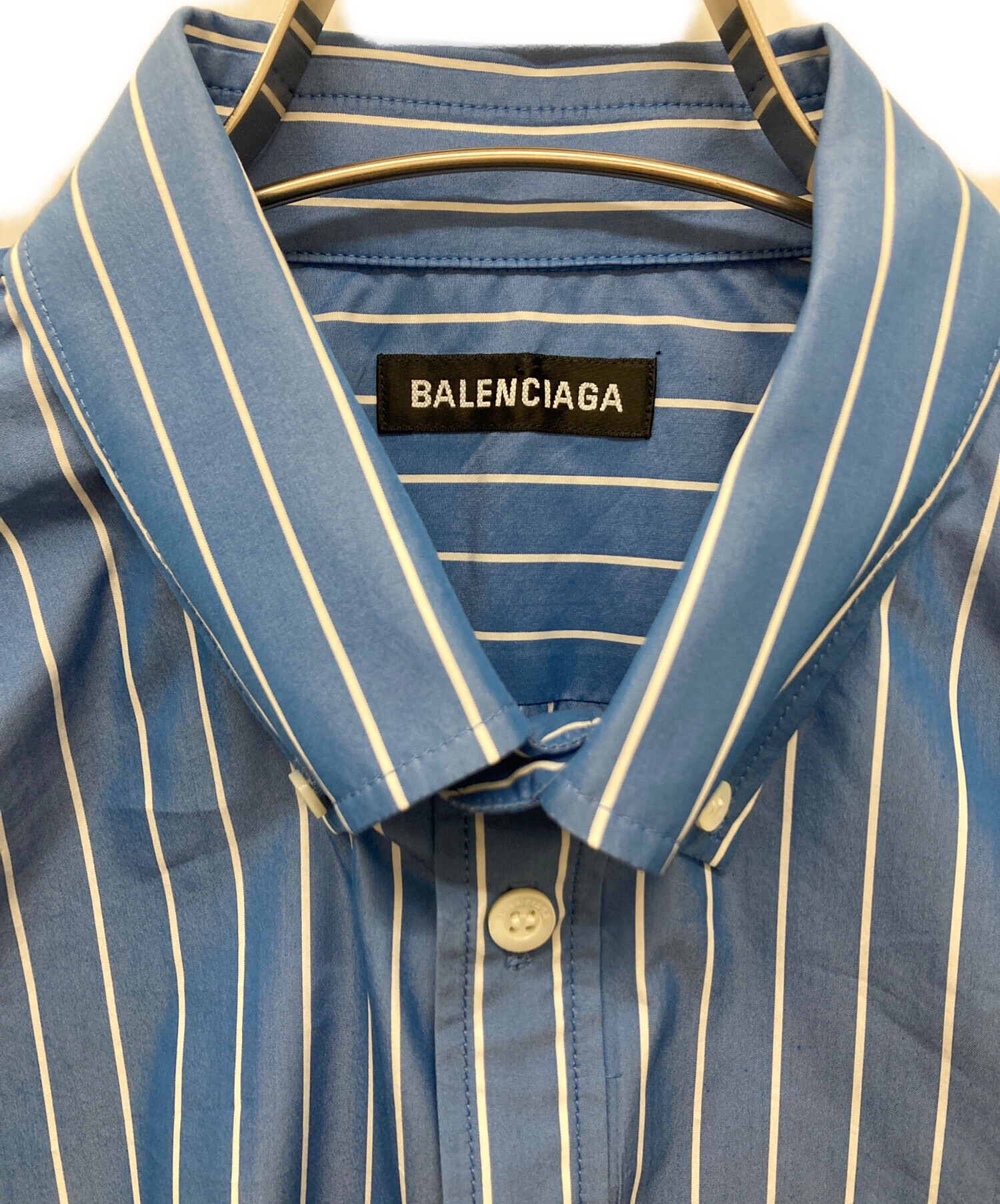 中古・古着通販】BALENCIAGA (バレンシアガ) バックロゴストライプシャツ ブルー サイズ:38｜ブランド・古着通販  トレファク公式【TREFAC FASHION】スマホサイト