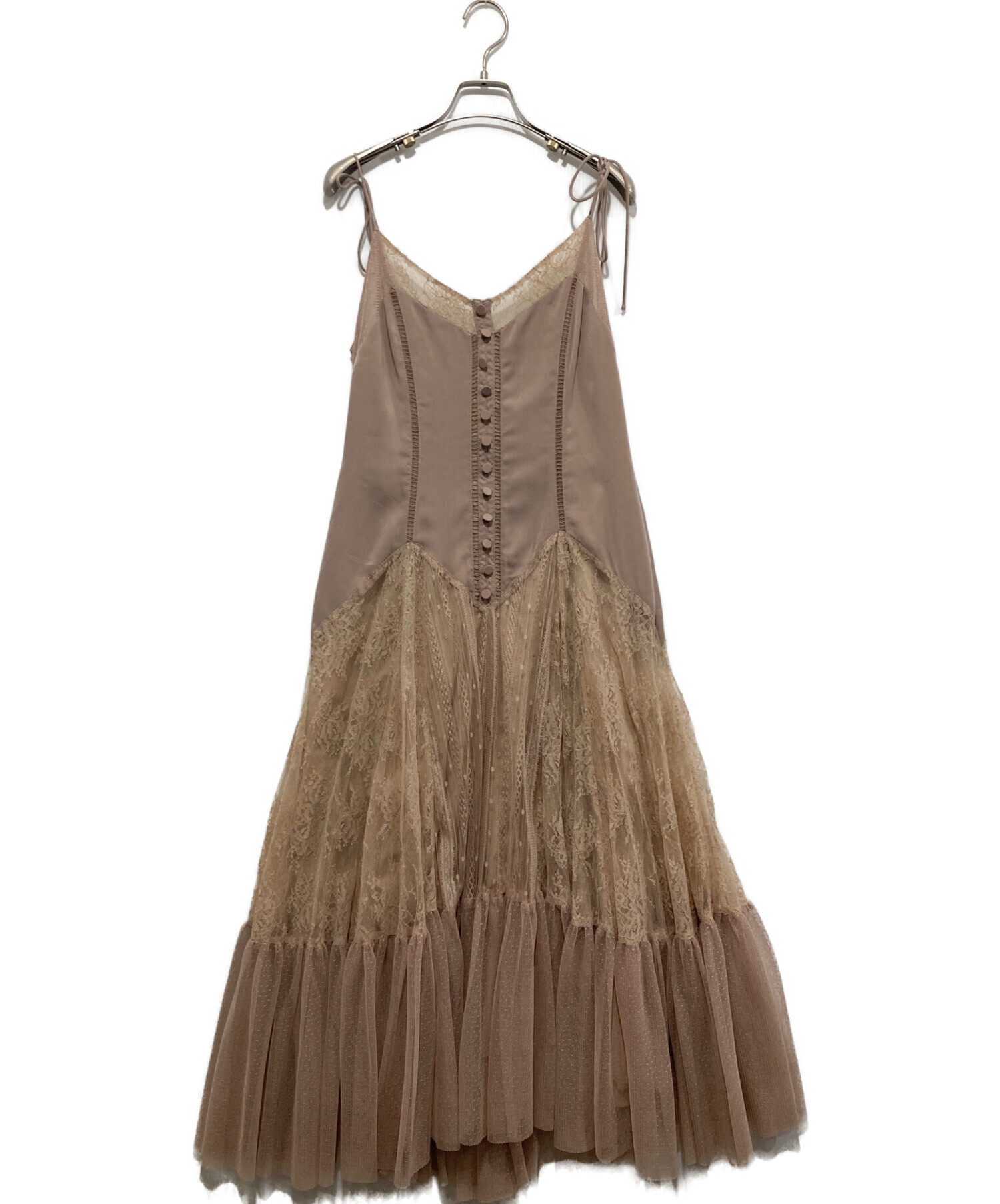 HER LIP TO (ハーリップトゥ) Lace-Trimmed Satin Cami Dress ピンク サイズ:M