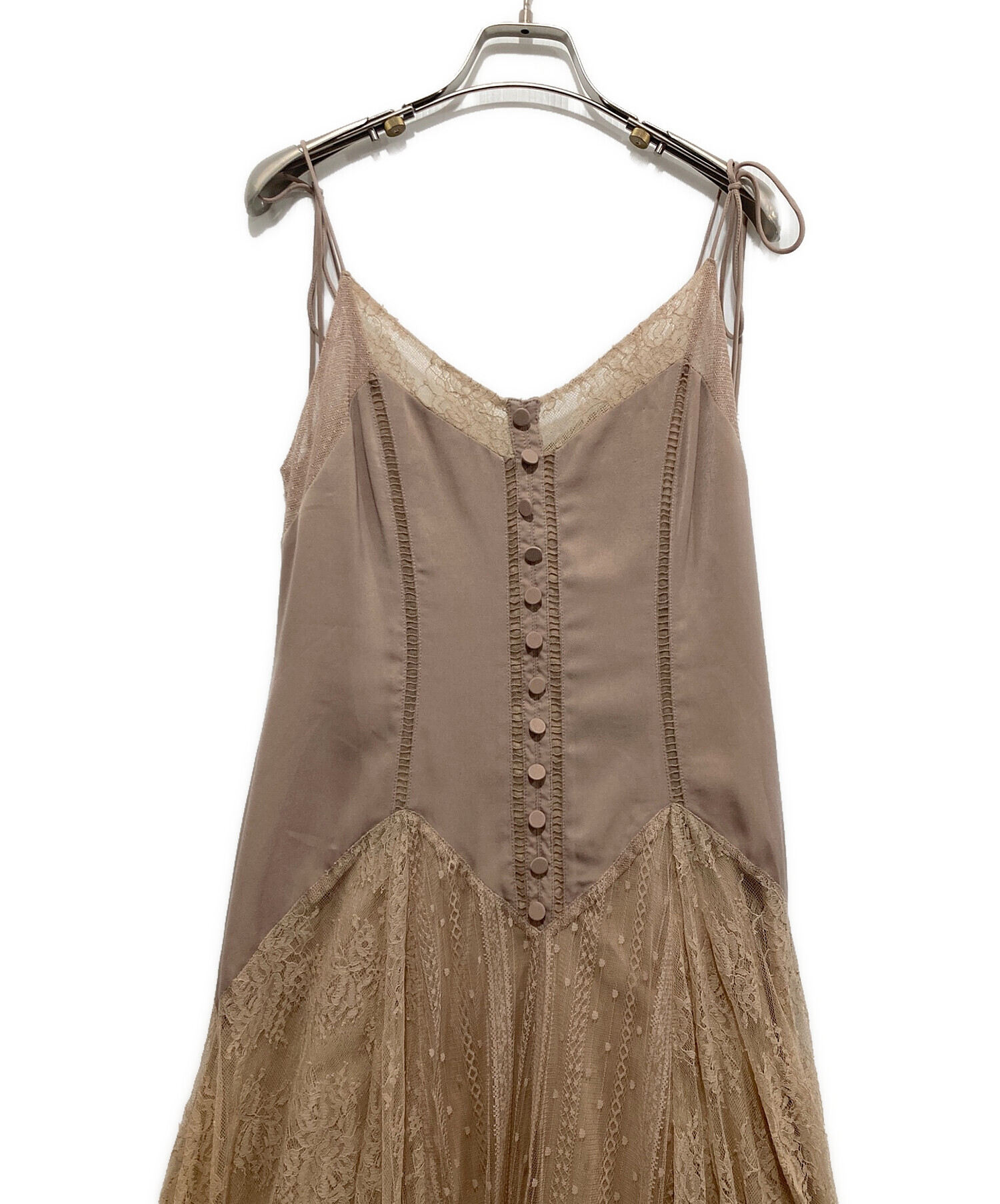 HER LIP TO (ハーリップトゥ) Lace-Trimmed Satin Cami Dress ピンク サイズ:M