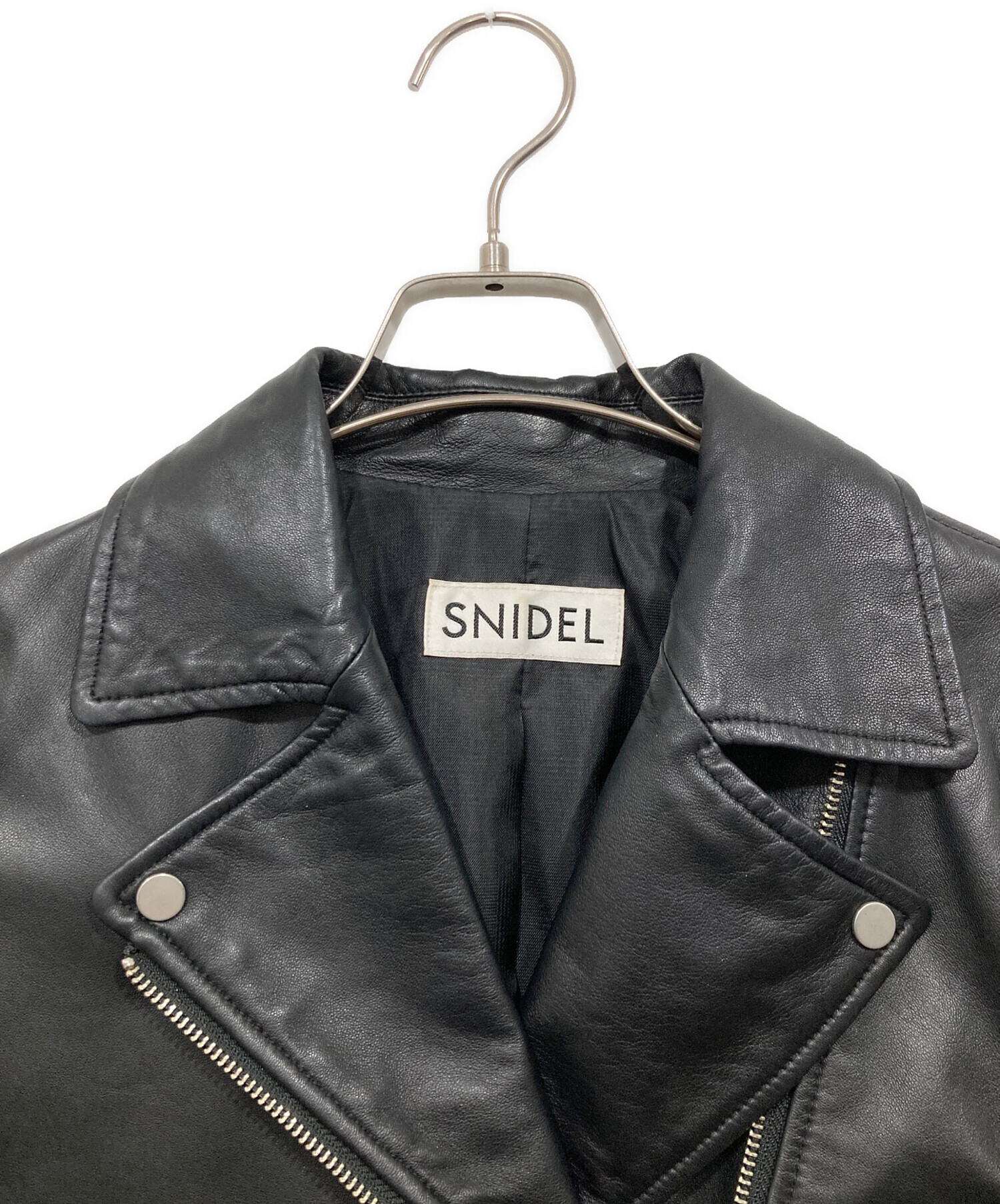 Snidel (スナイデル) シープスキンダブルライダースジャケット ブラック