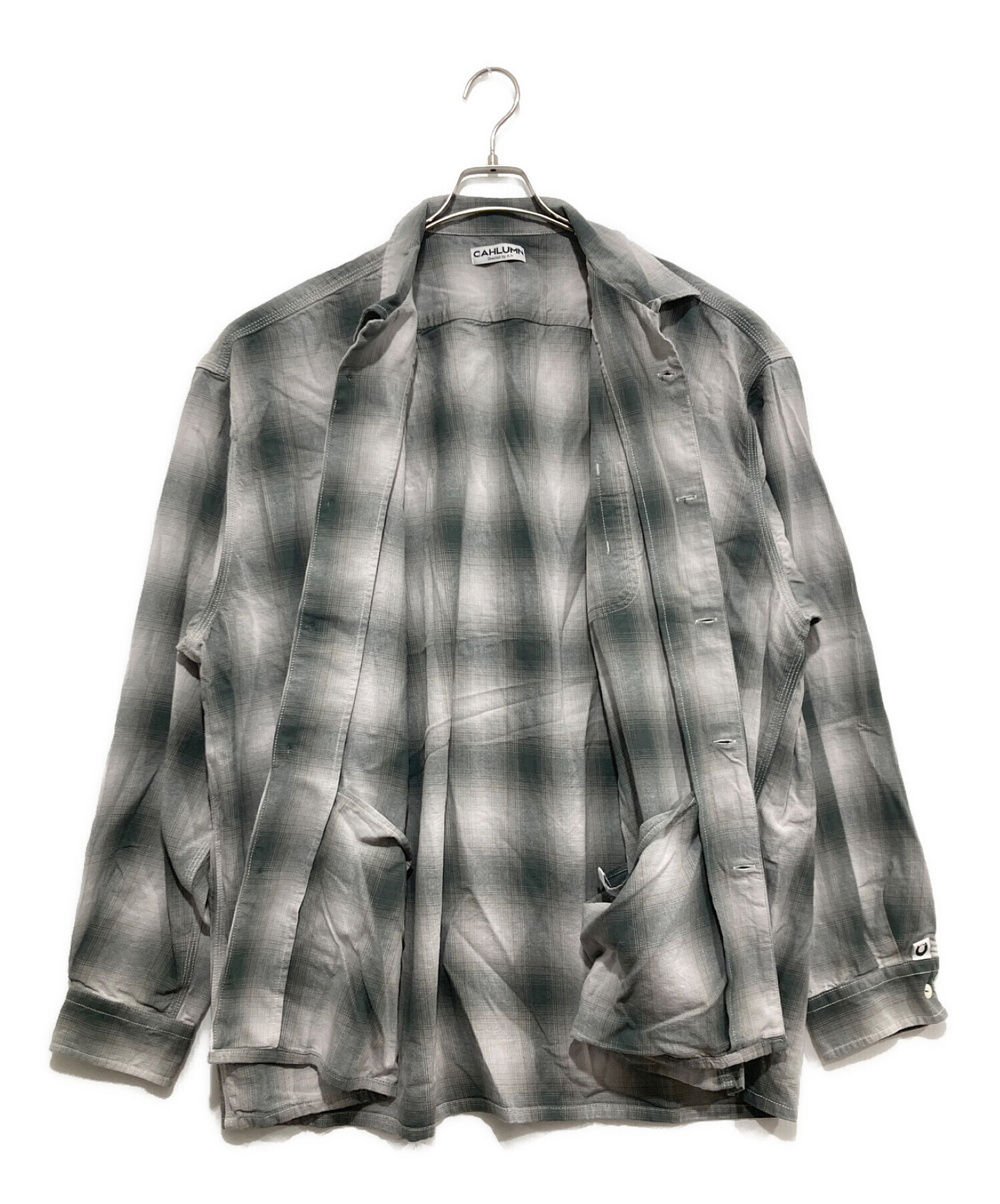 CAHLUMN (カウラム) オンブレチェックシャツ ライトグレー サイズ:XL