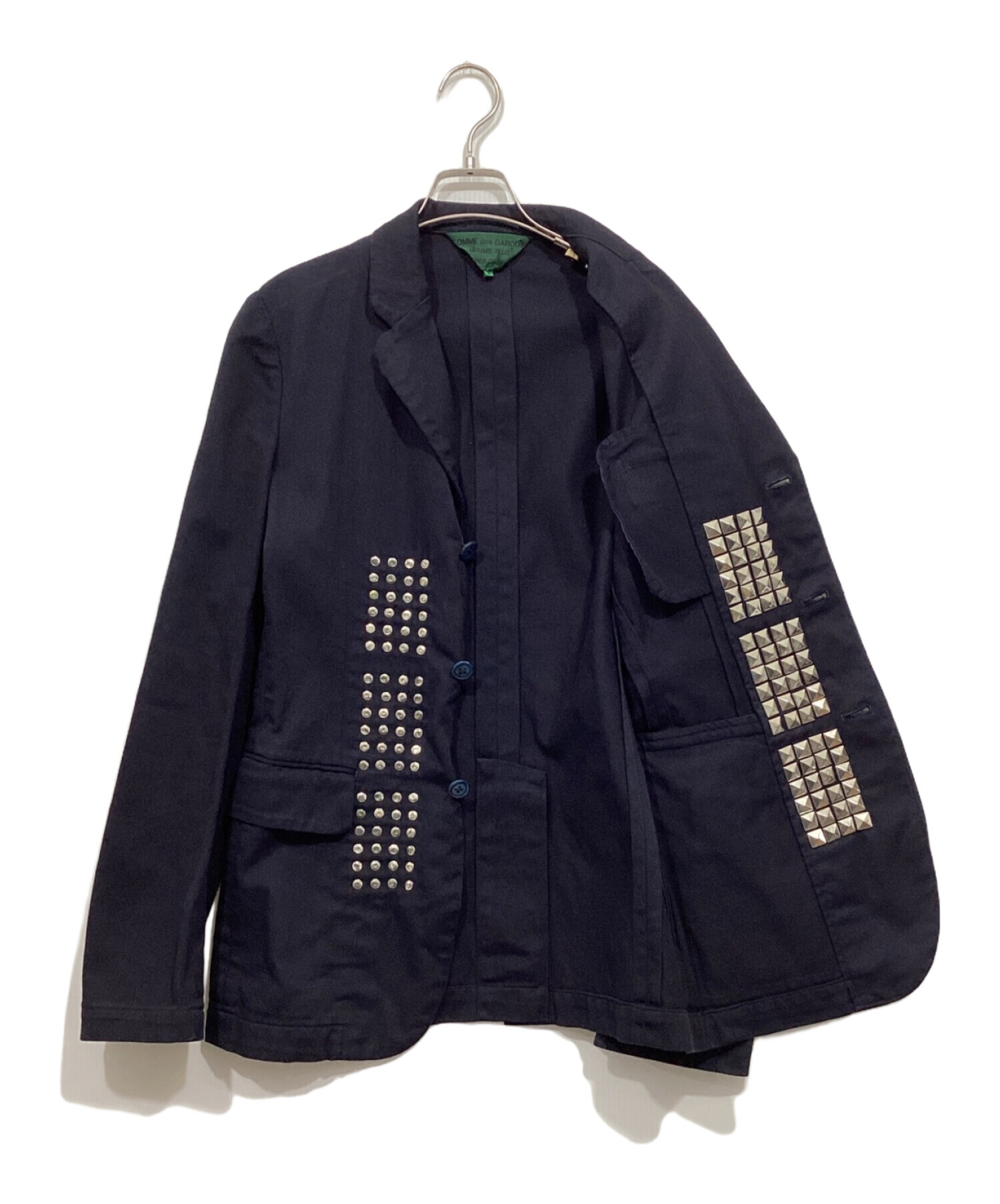 COMME des GARCONS HOMME PLUS EVER GREEN (コムデギャルソンオムプリュス エバーグリーン)  スタッズテーラードジャケット ネイビー サイズ:S