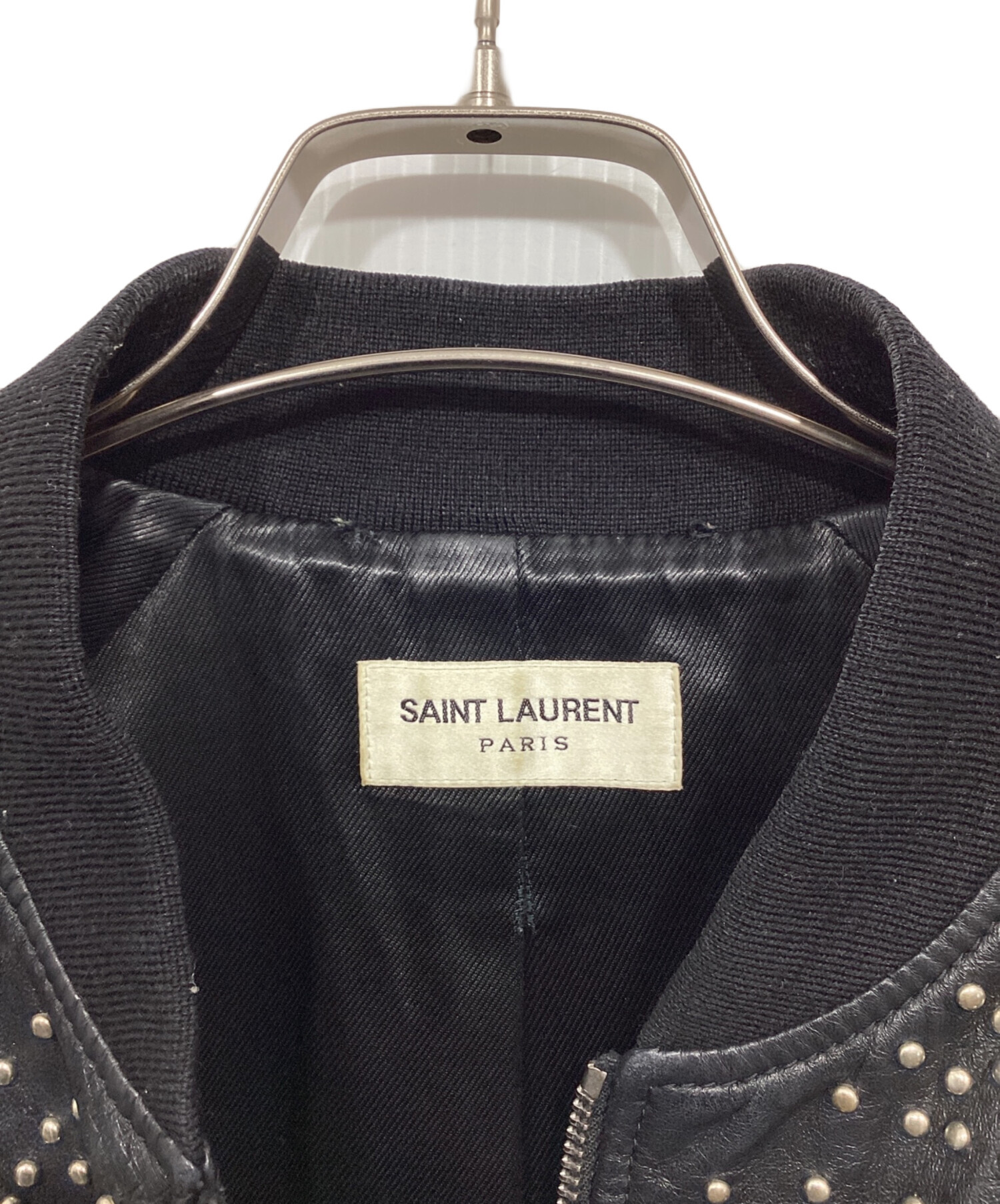 Saint Laurent Paris (サンローランパリ) スタッズレザーブルゾン ブラック サイズ:SIZE 50