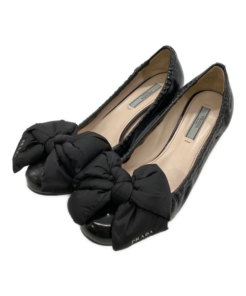 【中古・古着通販】PRADA (プラダ) エナメルリボンパンプス ブラック サイズ:SIZE 37 1/2｜ブランド・古着通販  トレファク公式【TREFAC FASHION】スマホサイト