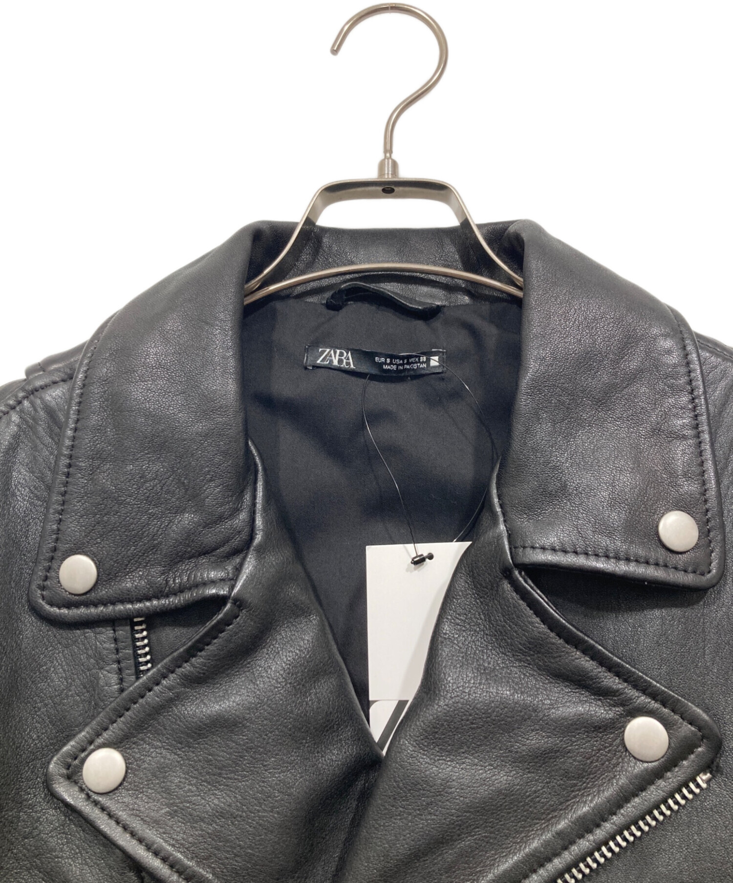 中古・古着通販】ZARA (ザラ) シープレザーダブルライダースジャケット ブラック サイズ:S｜ブランド・古着通販 トレファク公式【TREFAC  FASHION】スマホサイト