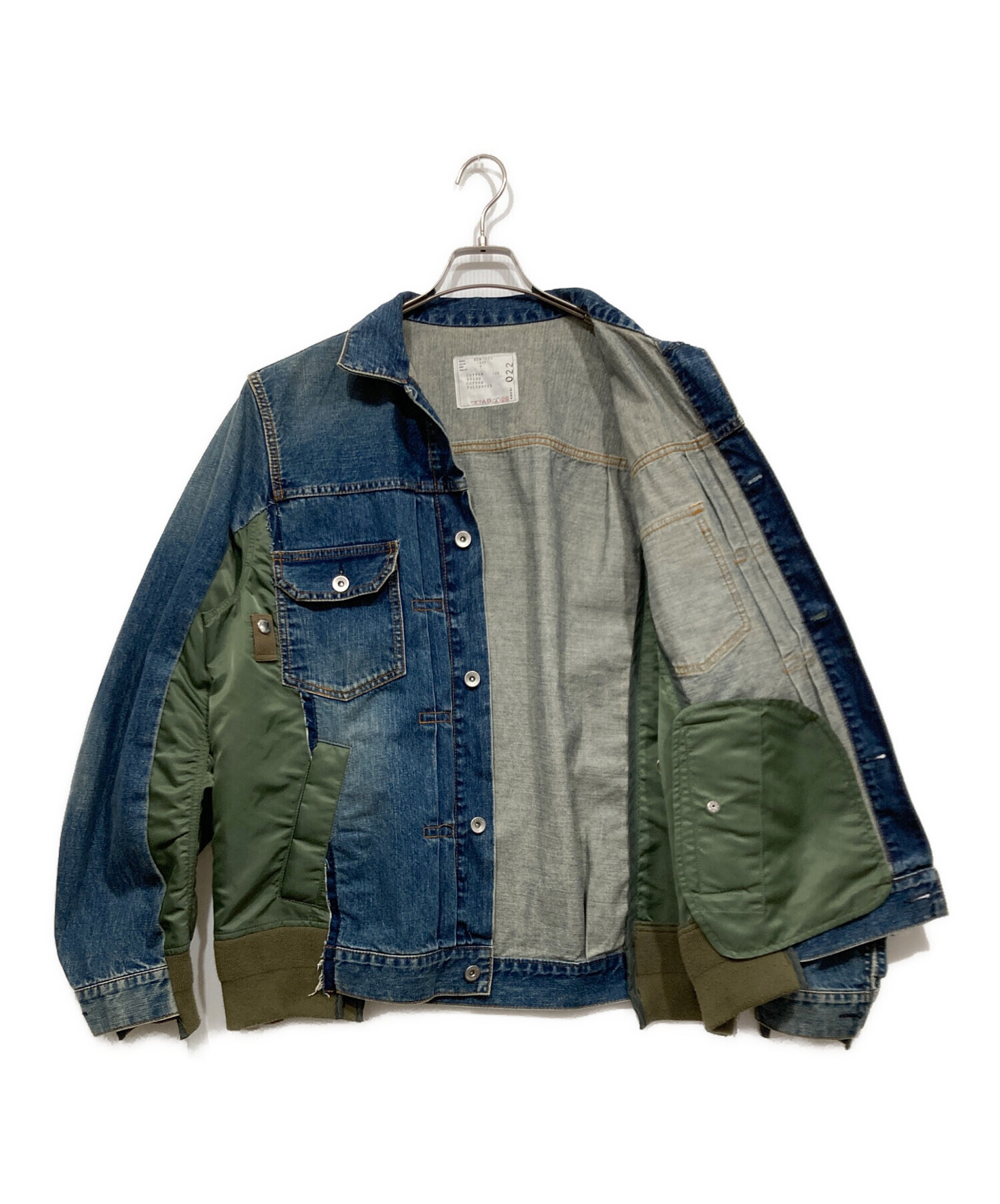 中古・古着通販】sacai (サカイ) Denim x MA-1 Jacket インディゴ×オリーブ サイズ:3｜ブランド・古着通販  トレファク公式【TREFAC FASHION】スマホサイト