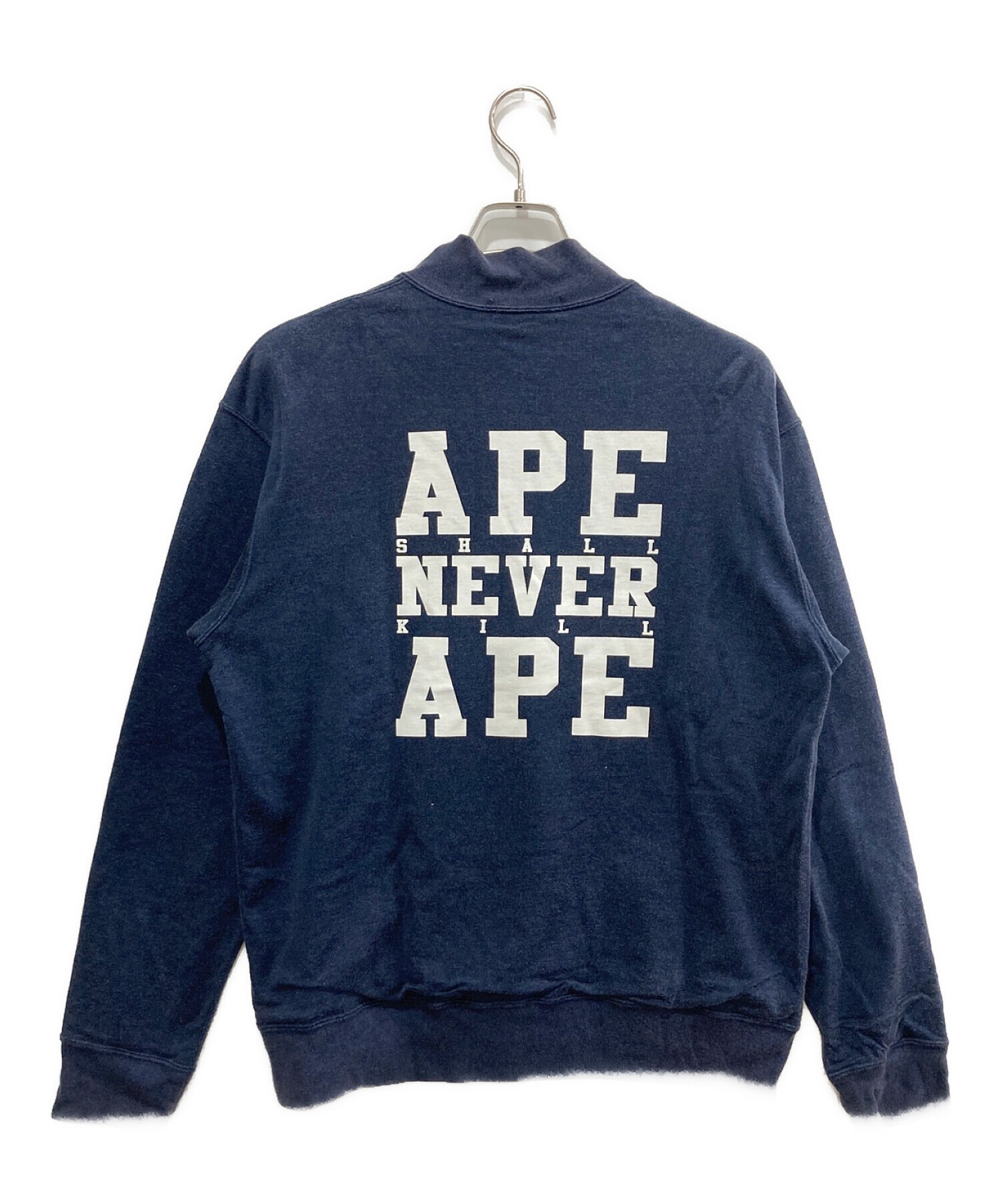 中古・古着通販】A BATHING APE (アベイシングエイプ) バックプリントハーフジップスウェット ネイビー サイズ:L｜ブランド・古着通販  トレファク公式【TREFAC FASHION】スマホサイト