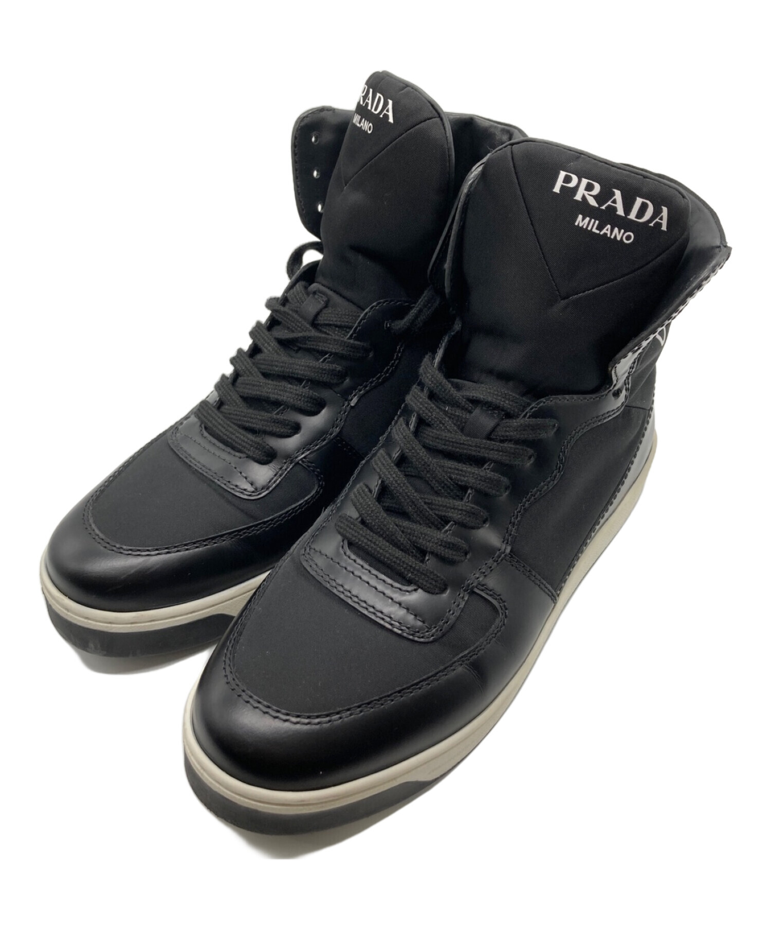 中古・古着通販】PRADA (プラダ) RE-NYLONハイカットスニーカー ブラック サイズ:３６1/2｜ブランド・古着通販  トレファク公式【TREFAC FASHION】スマホサイト