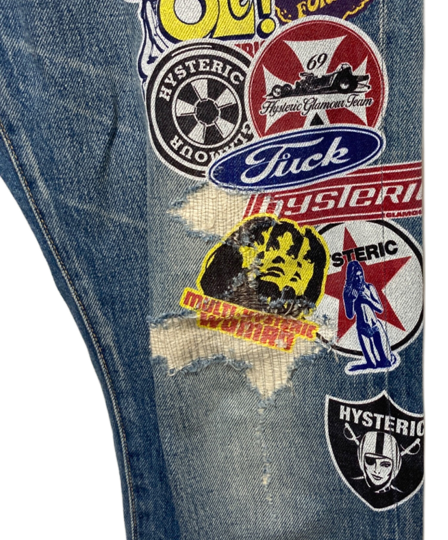 中古・古着通販】Hysteric Glamour (ヒステリックグラマー) ステッカープリントデニムパンツ インディゴ  サイズ:Ｗ30｜ブランド・古着通販 トレファク公式【TREFAC FASHION】スマホサイト