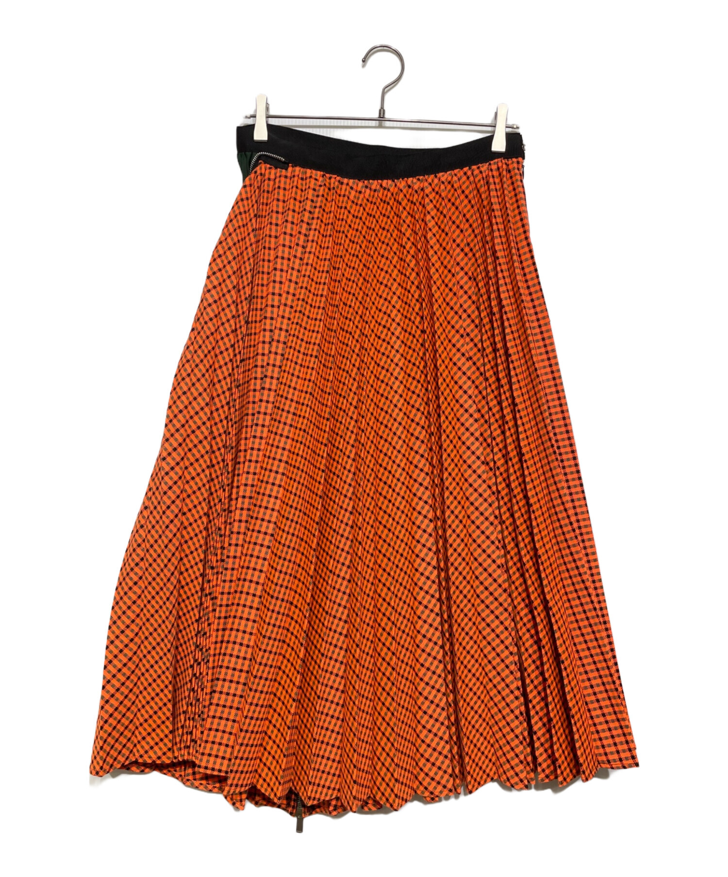 sacai (サカイ) 19AW Zip Detail Pleated Skirt グリーン×オレンジ サイズ:3