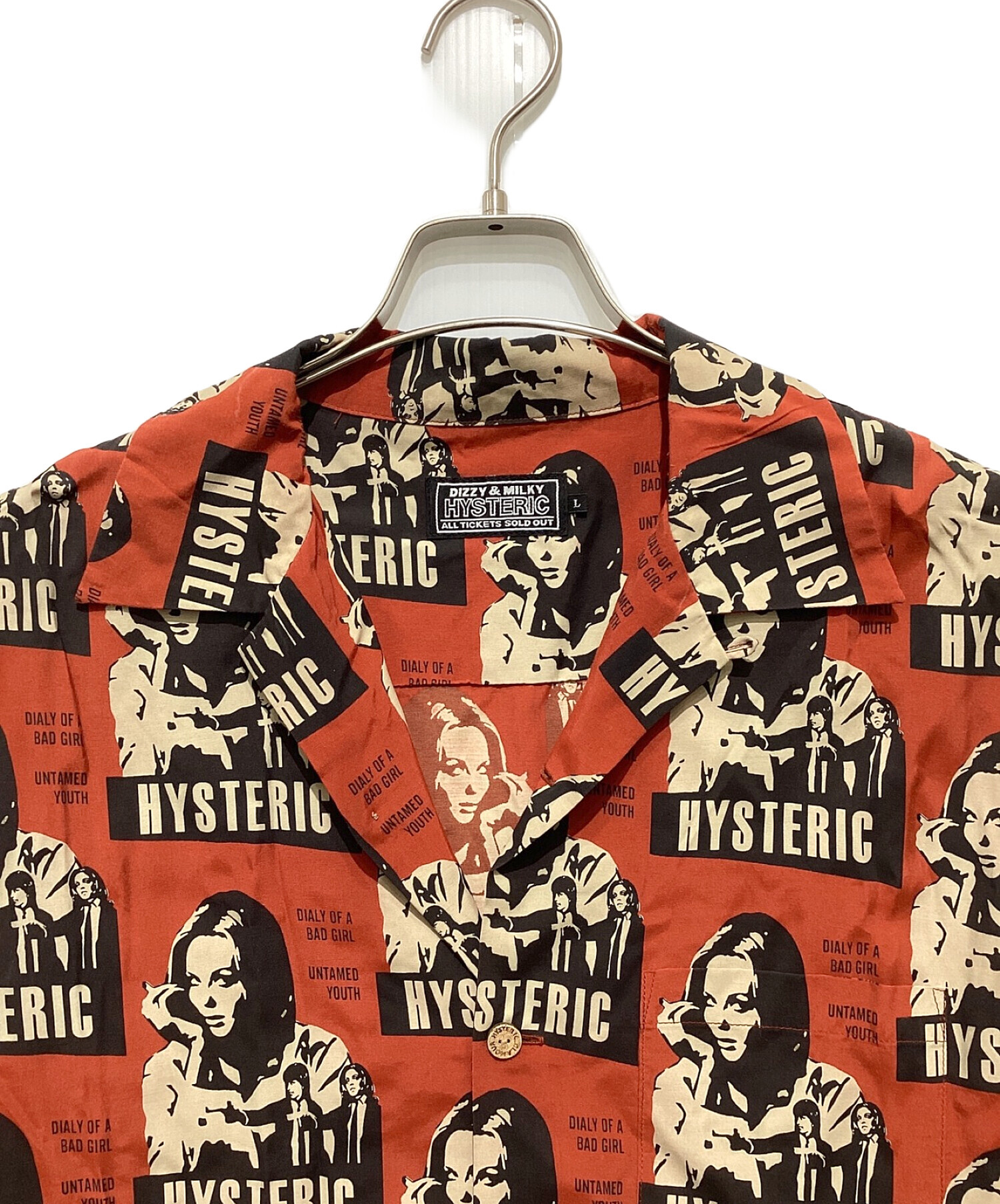 Hysteric Glamour (ヒステリックグラマー) HYSTERIC FICTION柄 ヒステリックフィクション柄 アロハシャツ ブラウン  サイズ:L