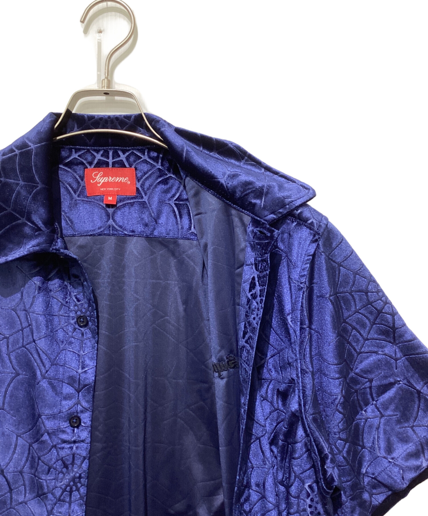 中古・古着通販】SUPREME (シュプリーム) 21AW Spider Web Velvet S/S Shirt ネイビー サイズ:M｜ブランド・古着通販  トレファク公式【TREFAC FASHION】スマホサイト