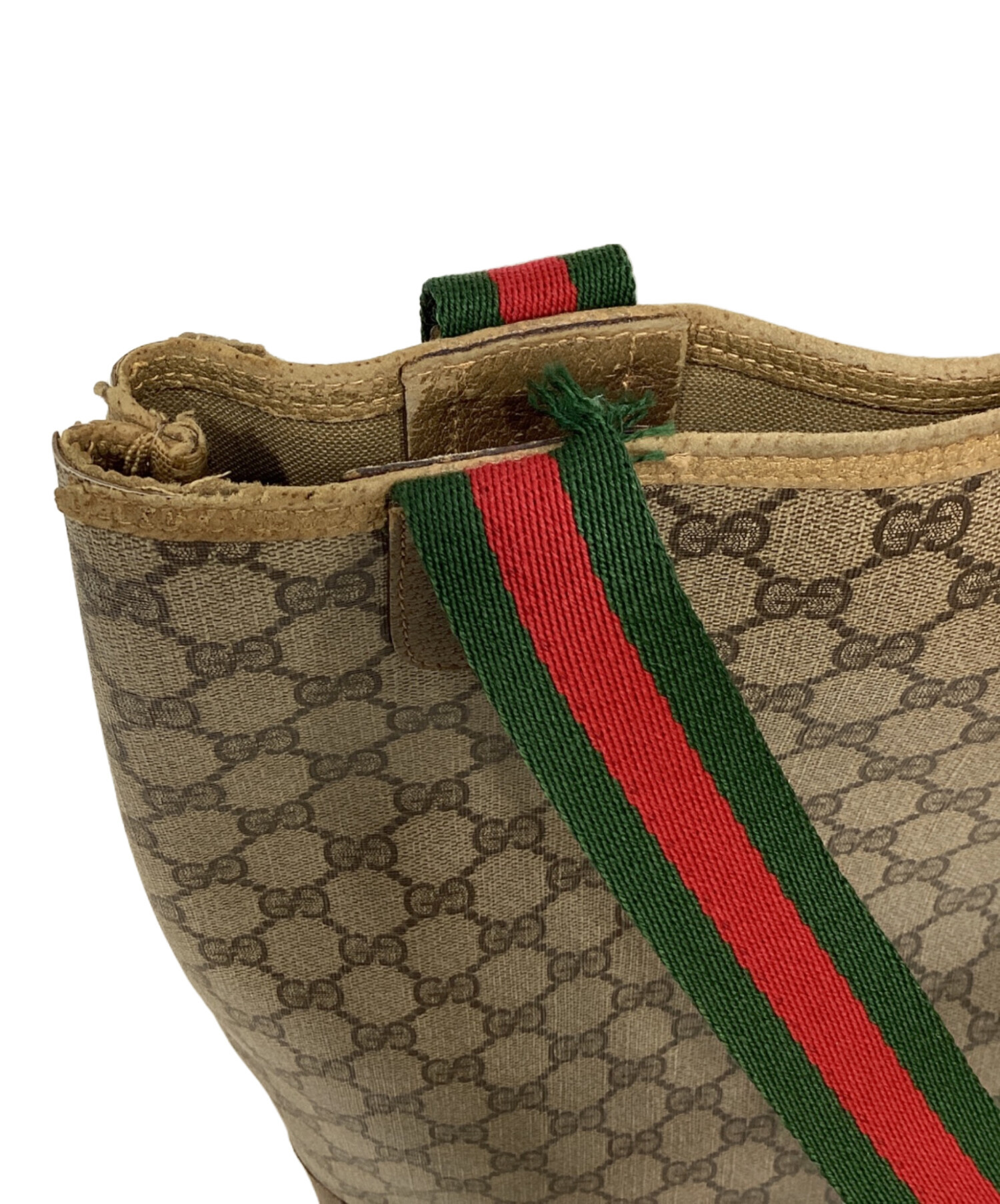 GUCCI (グッチ) オールドグッチ シェリーライン GGプラス トートバッグ コーティングキャンバストートバッグ ブラウン