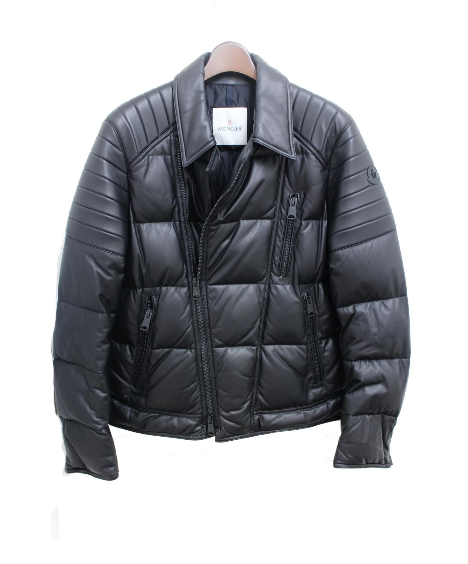 MONCLER (モンクレール) LECLERC/レザーダウンジャケット ブラック サイズ:L 羊革