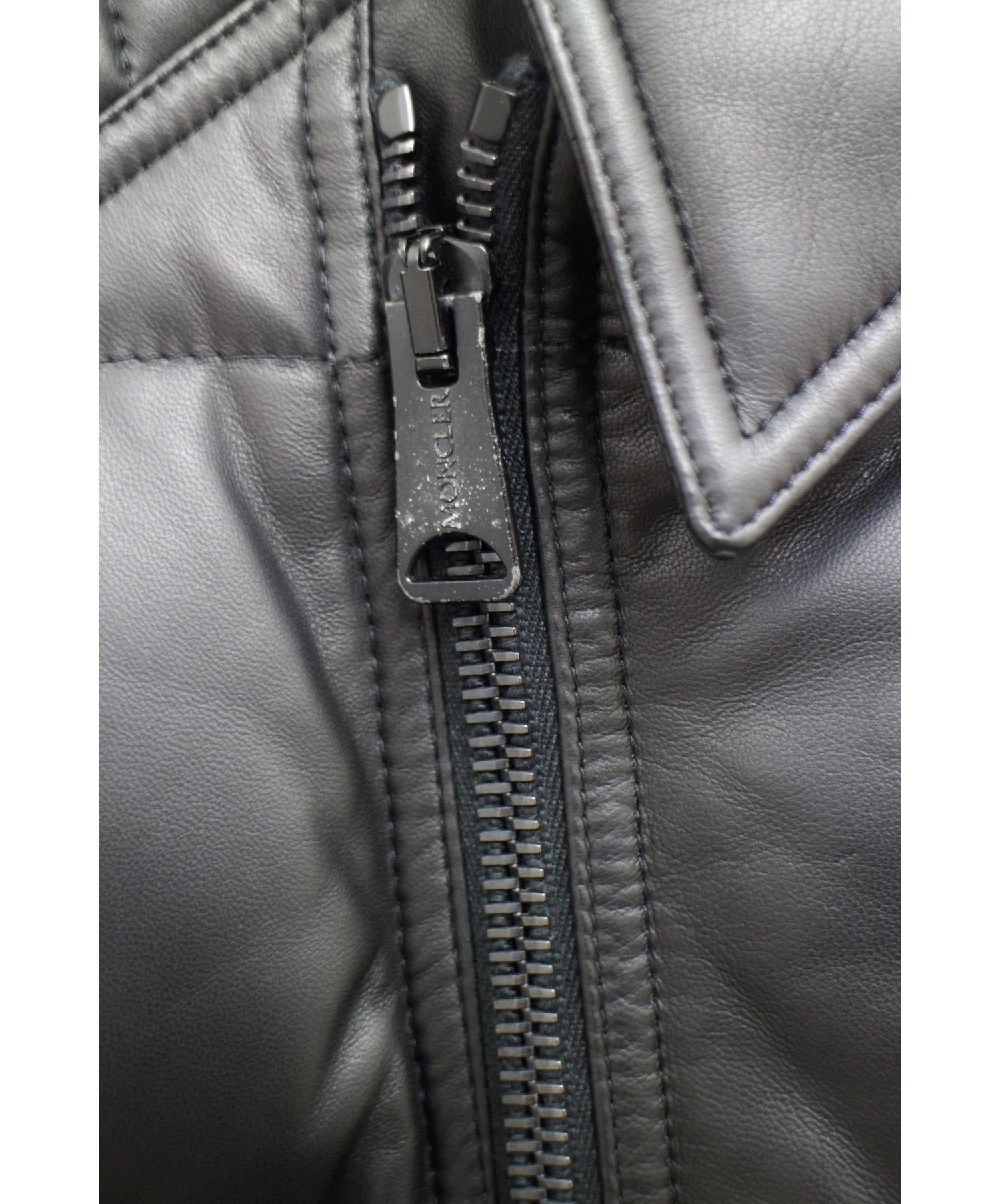 MONCLER (モンクレール) LECLERC/レザーダウンジャケット ブラック サイズ:L 羊革