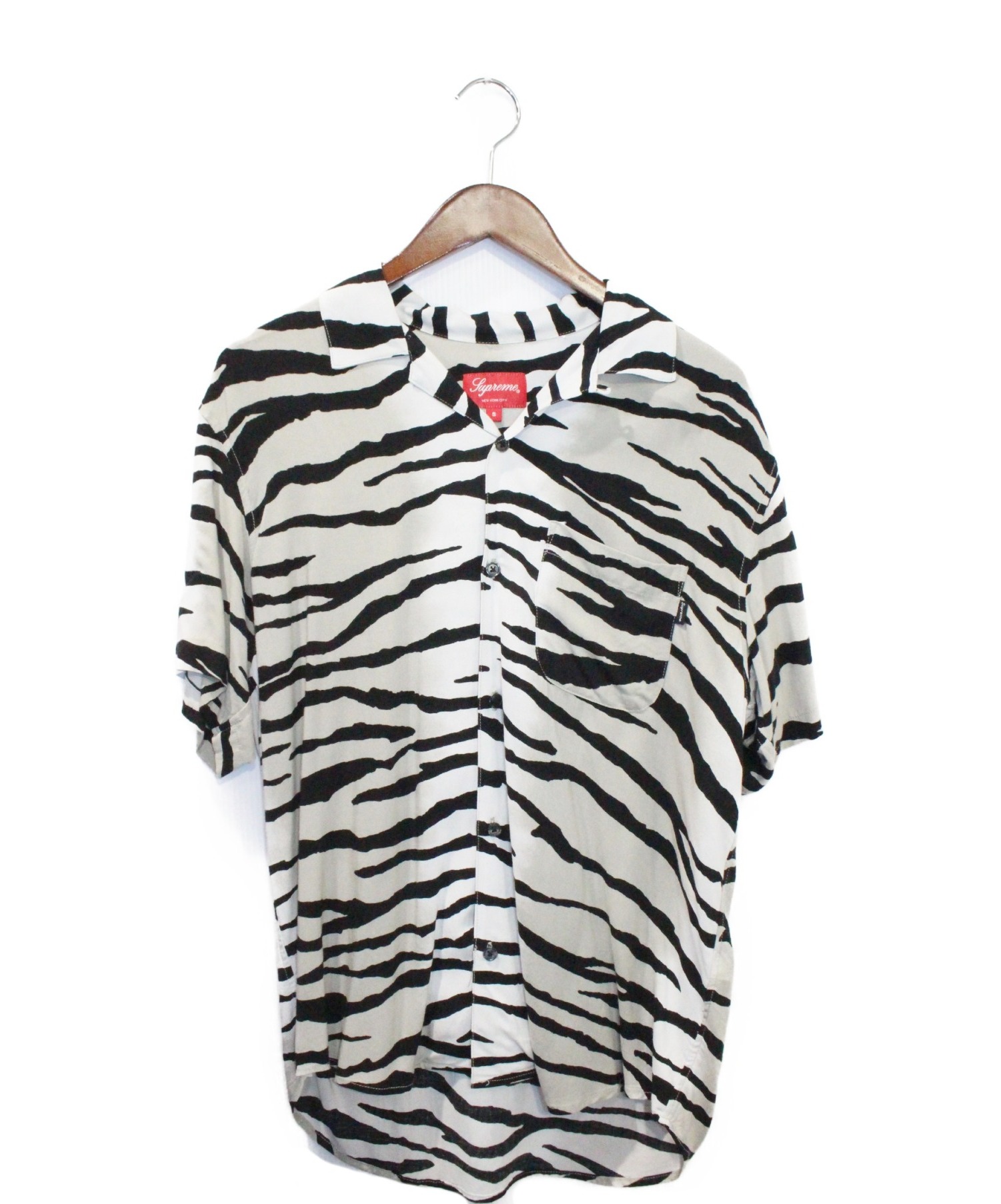 Supreme (シュプリーム) Tiger Stripe Rayon Shirt グレー×ブラック サイズ:S