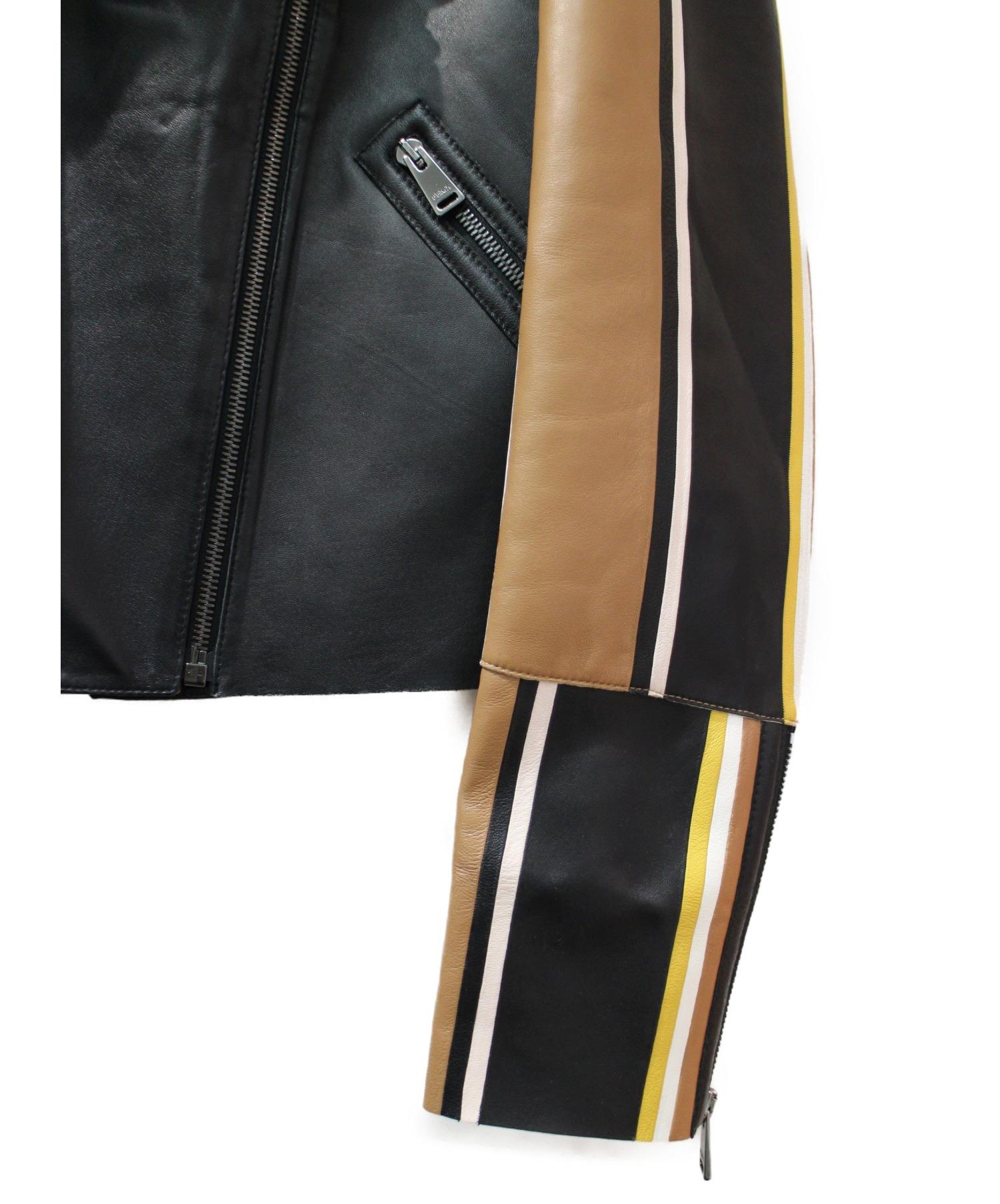 FENDI (フェンディ) ライダースジャケット ブラウン×ブラック サイズ:40