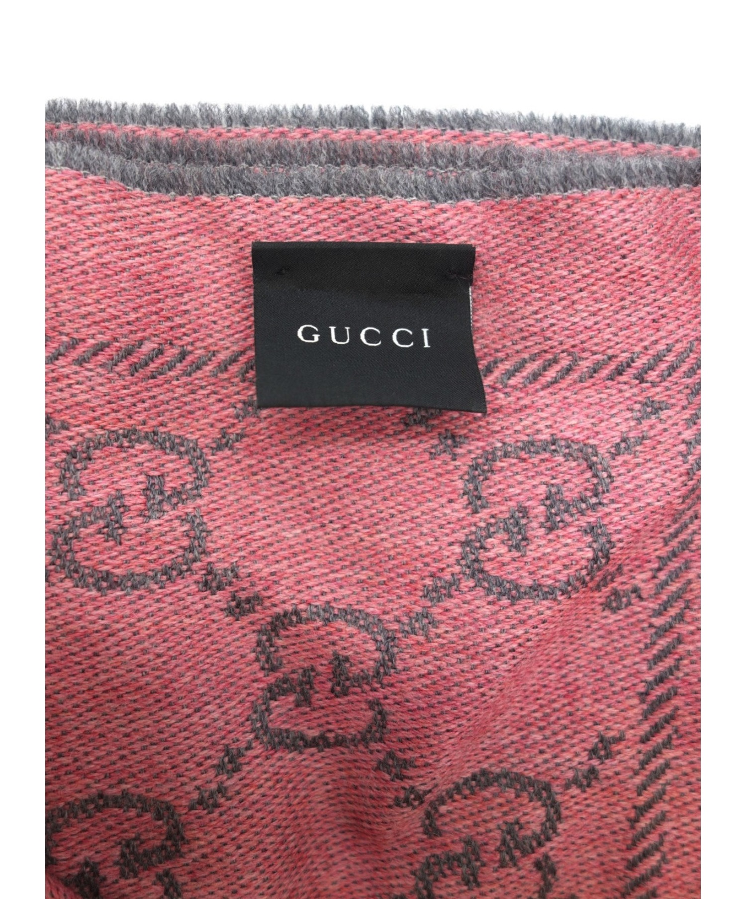 中古・古着通販】GUCCI (グッチ) GG大判ストール グレー×ピンク