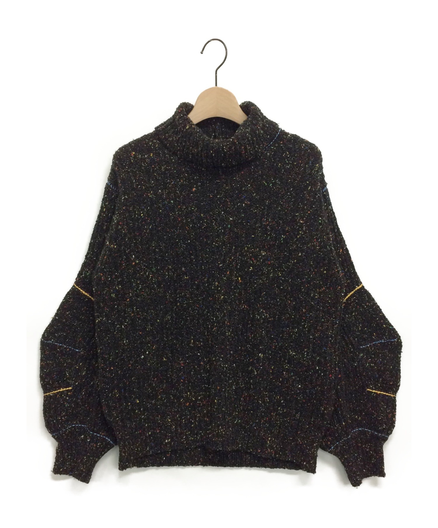 TOGA PULLA (トーガ プルラ) Tweed Knit High Neck Sweater ブラック サイズ:36