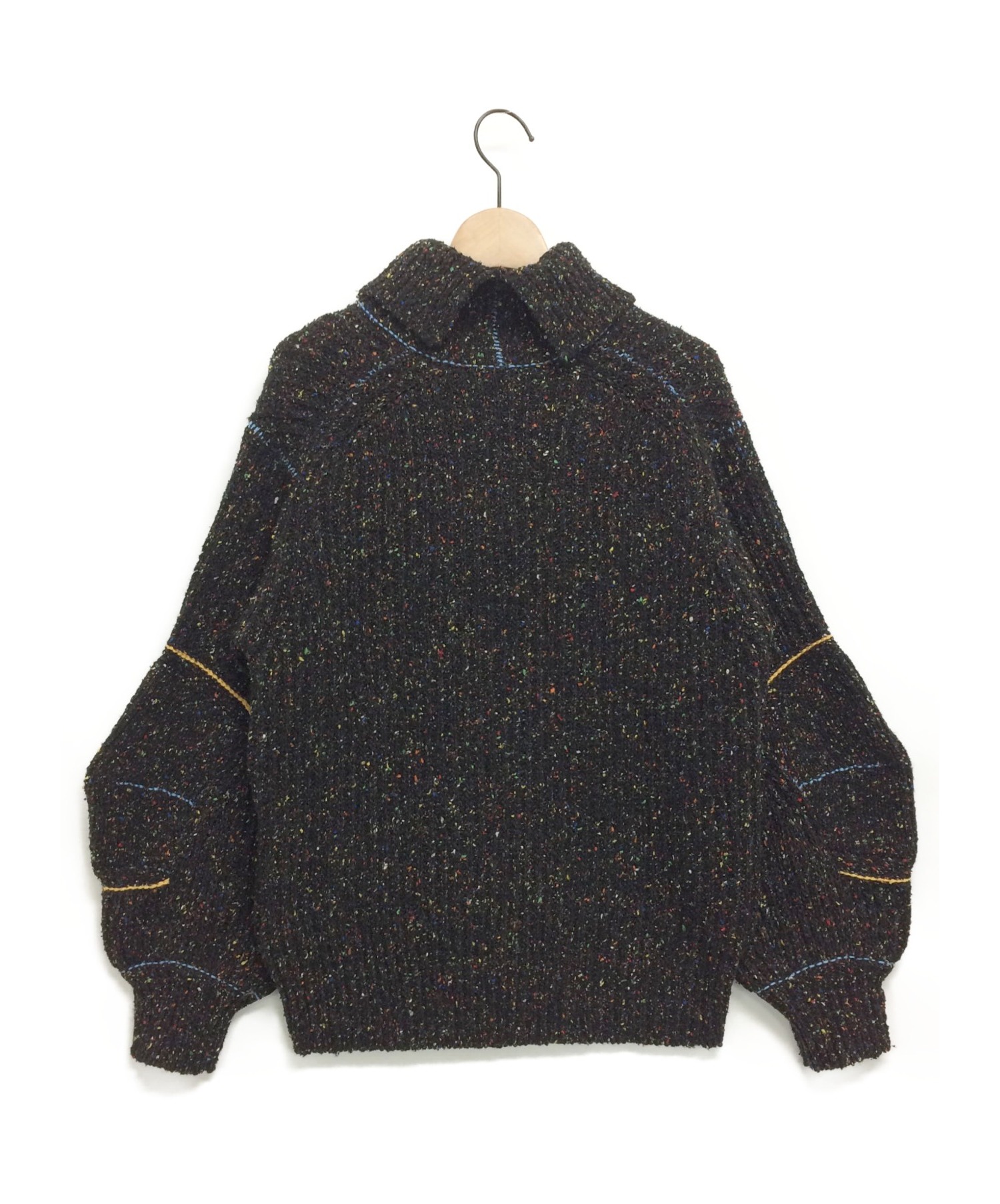 TOGA PULLA (トーガ プルラ) Tweed Knit High Neck Sweater ブラック サイズ:36