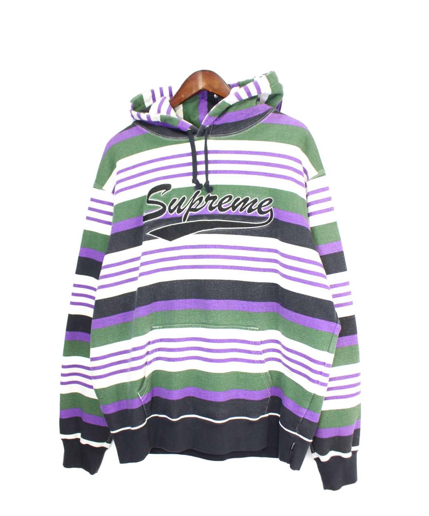 Supreme (シュプリーム) 18SS Striped Hooded Sweatshirt グリーン サイズ:L