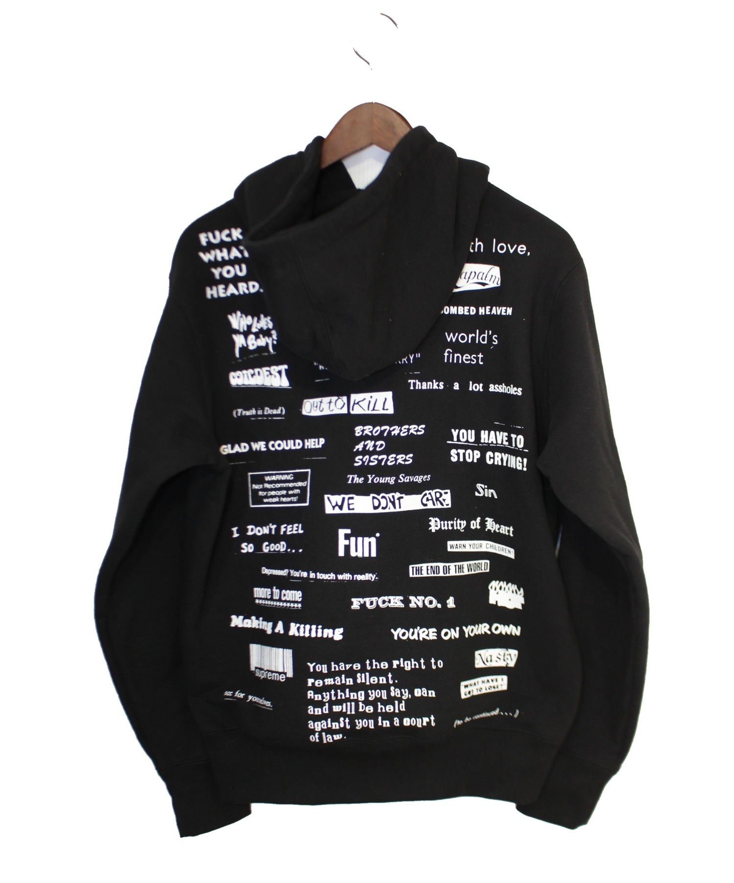 Supreme Stop Crying Hooded BLACK S