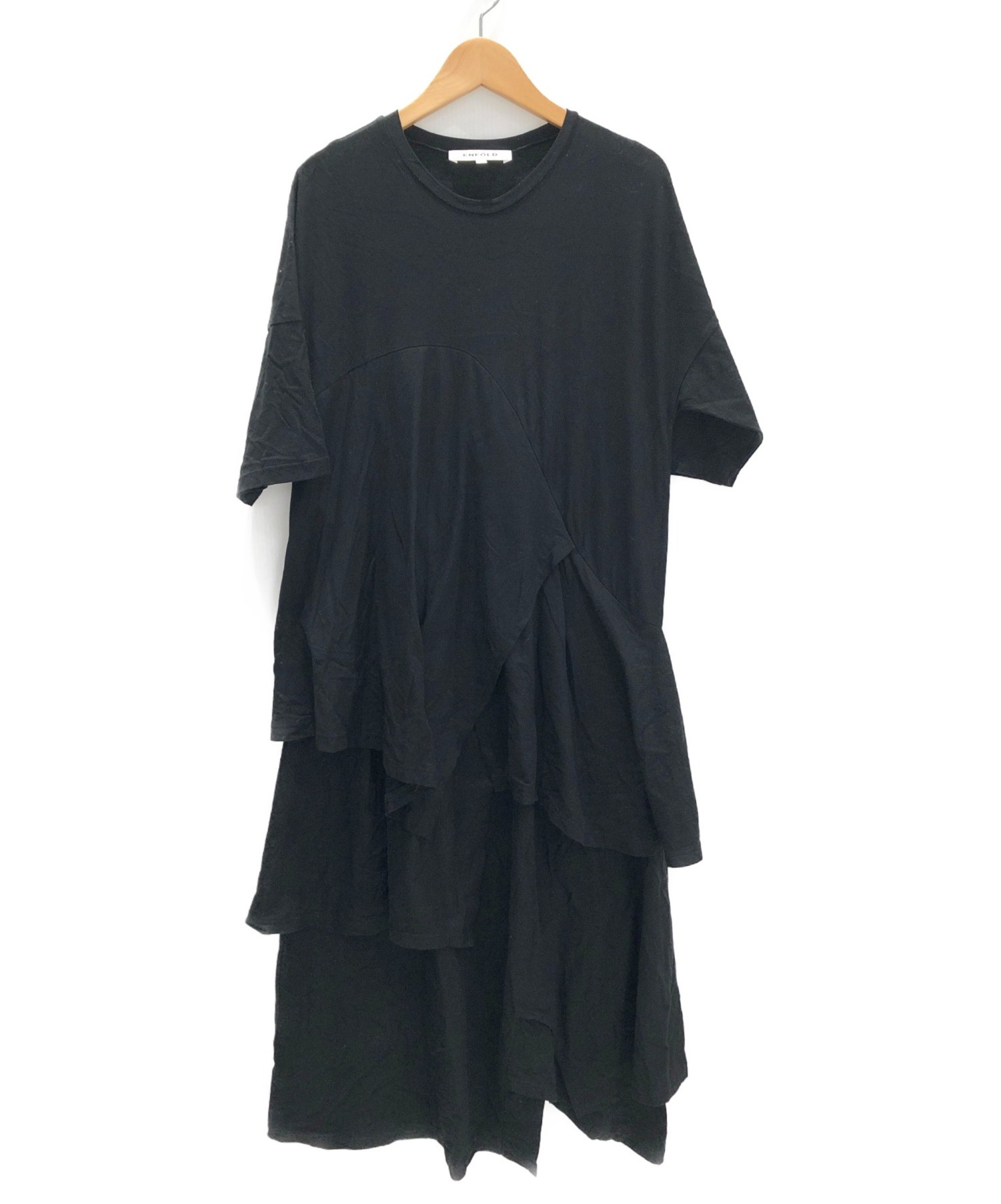 ENFOLD (エンフォルド) ハイツイスト天竺レイヤードドレープドレス ブラック サイズ:36